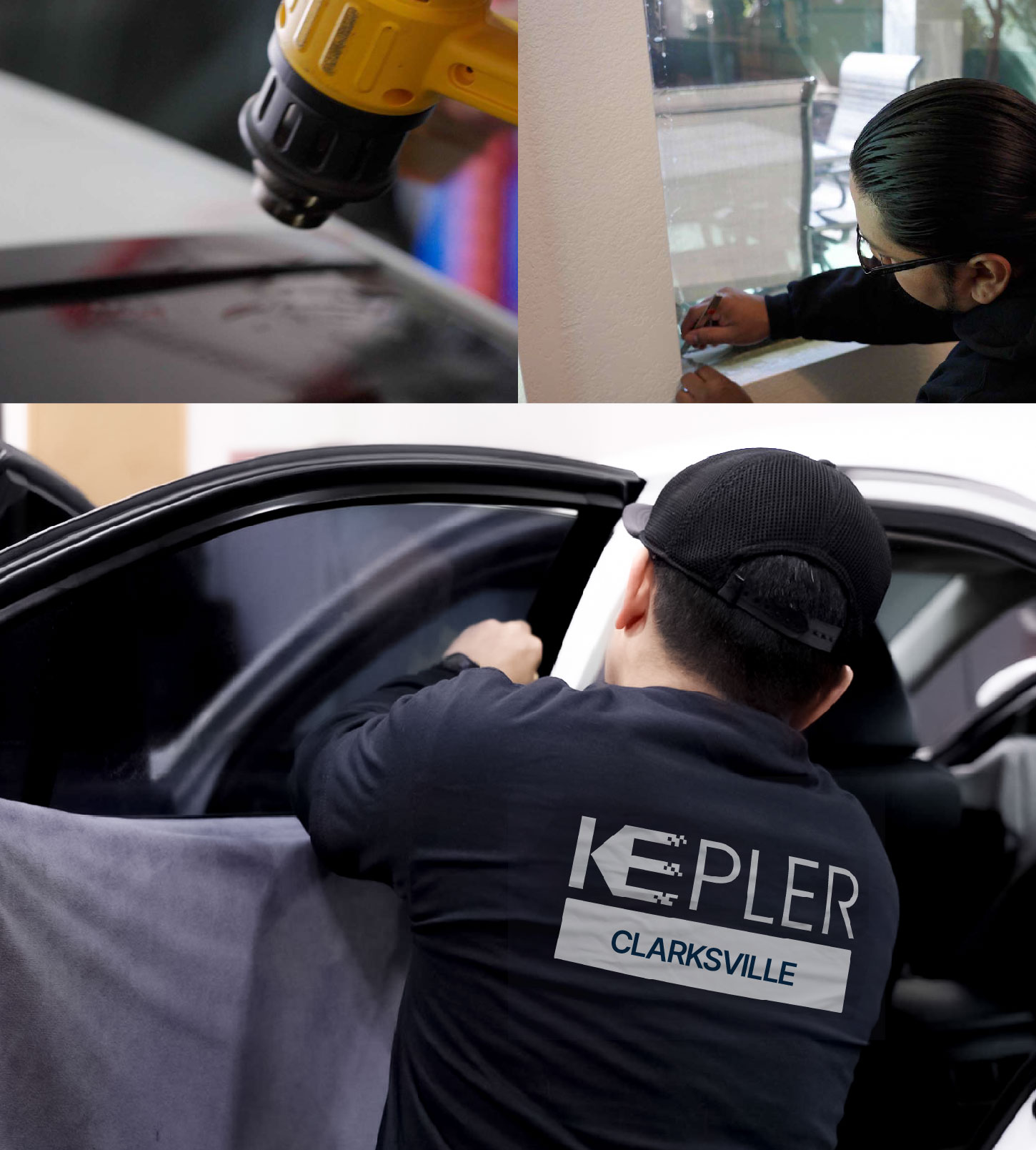 Automotive Window Tinting Expert Applying Film in Clarksville, Maryland