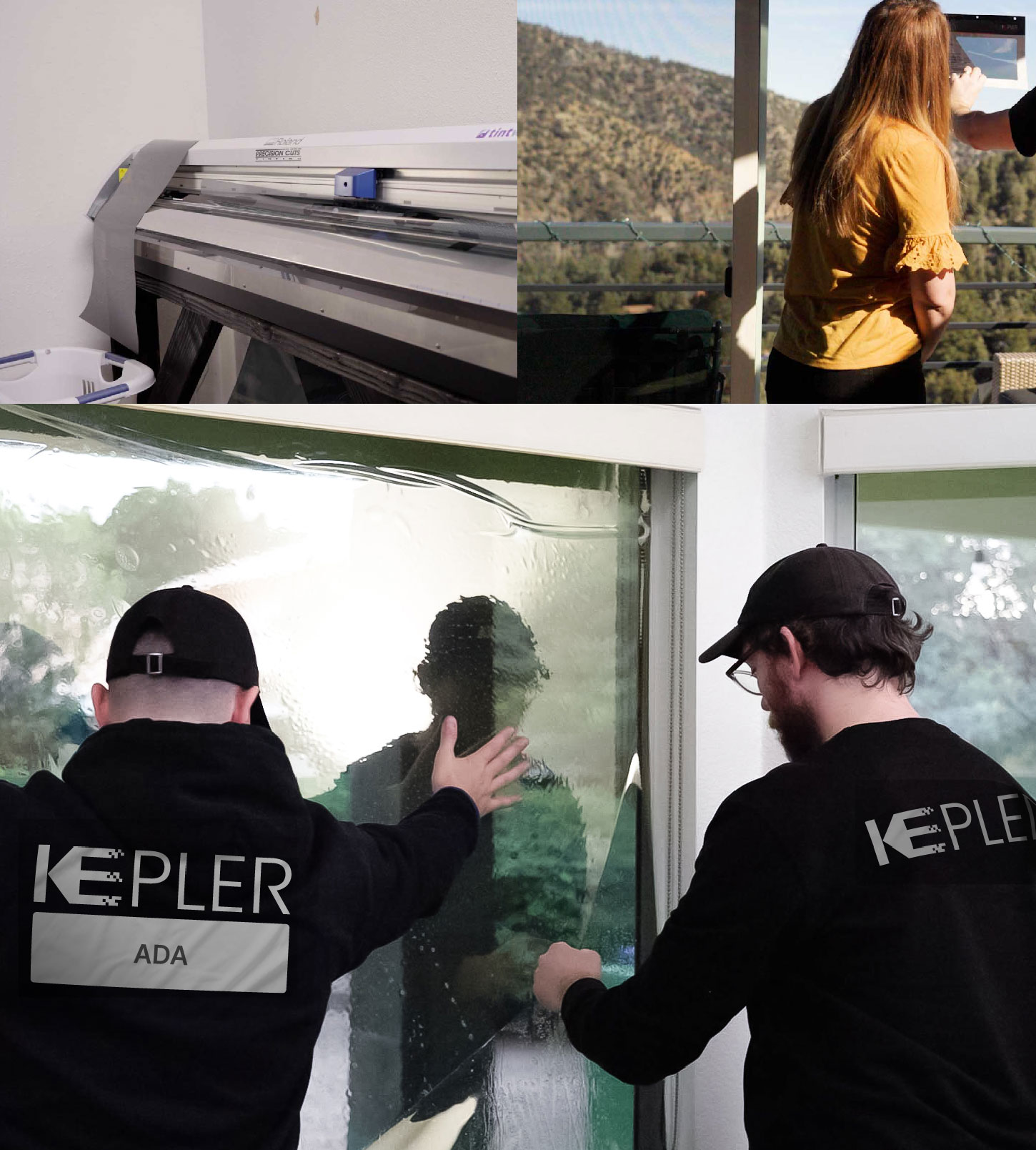 Kepler Technician Fitting High-tech Window Tint to Home in Ada