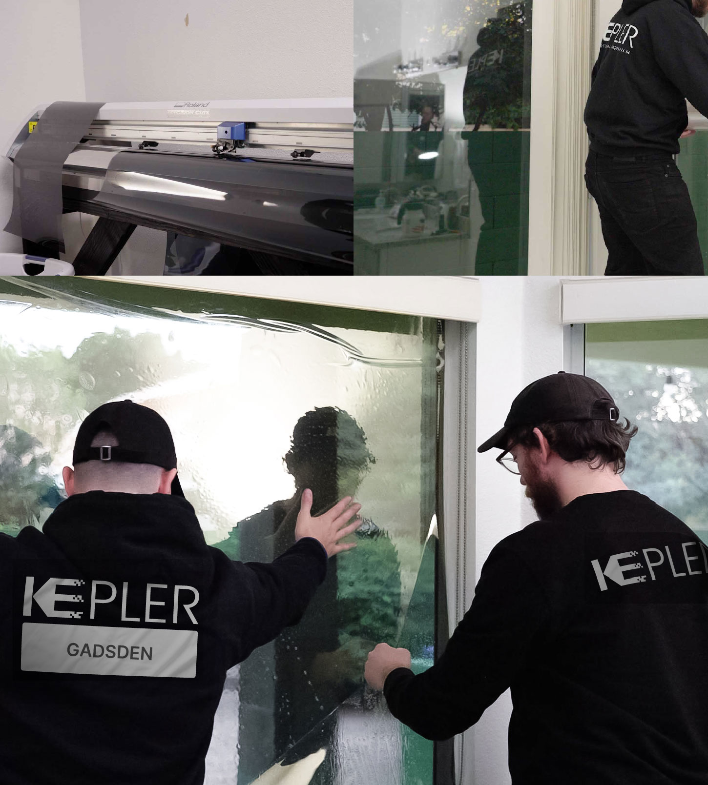 Expert Technician Applying Ceramic Window Tint to Home in Gadsden