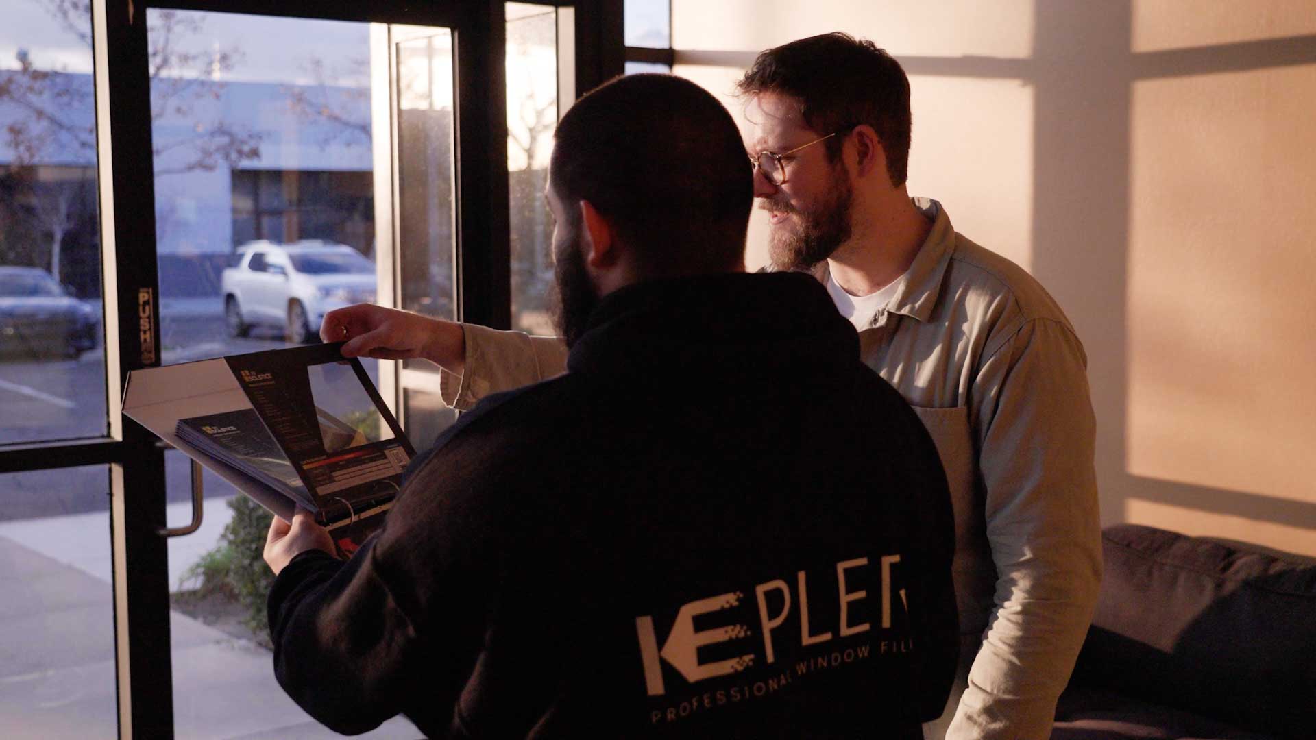 Kepler Dealer Showing Customer the Benefits of Commercial Window Film in Connecticut