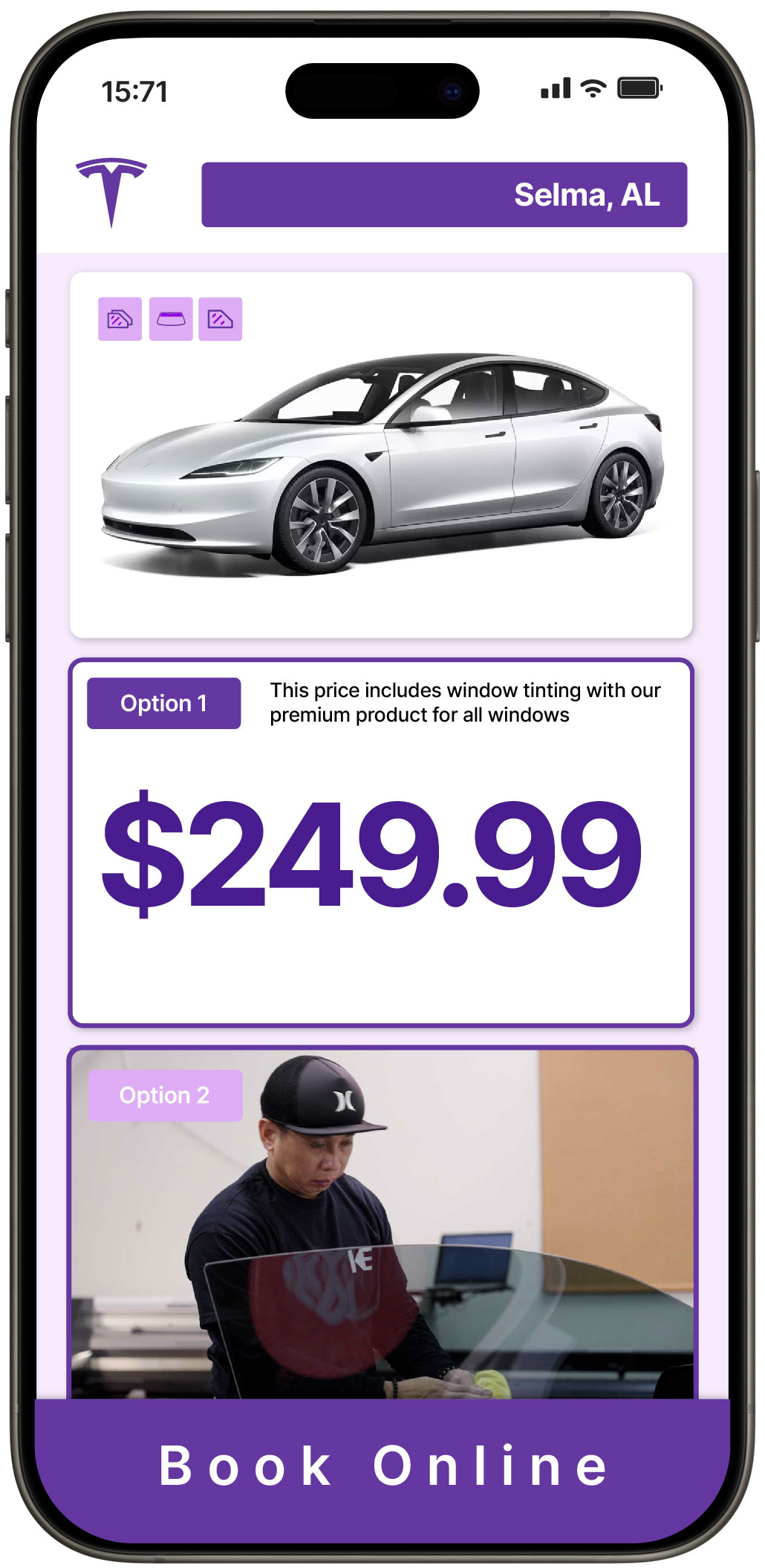 View Competitive Tesla Window Tinting Rates in Selma, Alabama