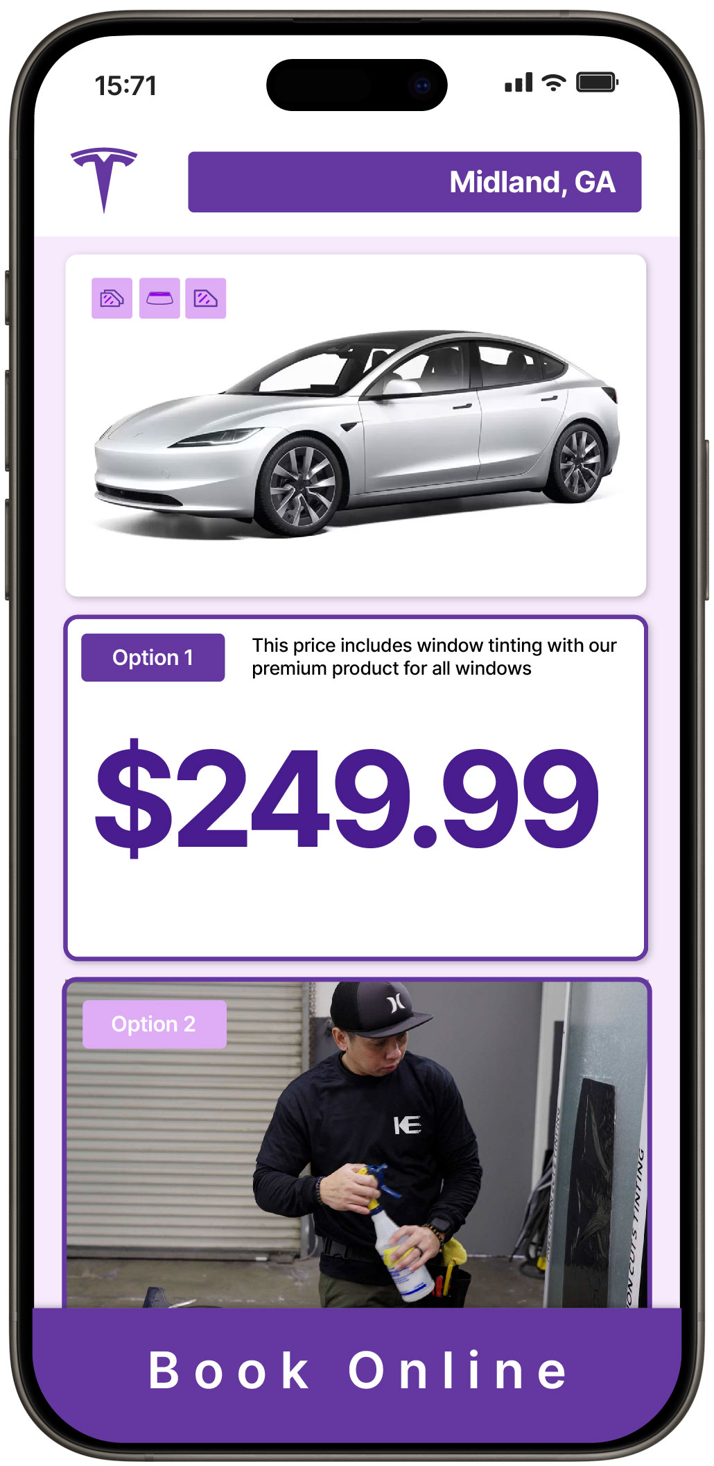 View Reasonable Tesla Window Tinting Costs in Midland, Georgia