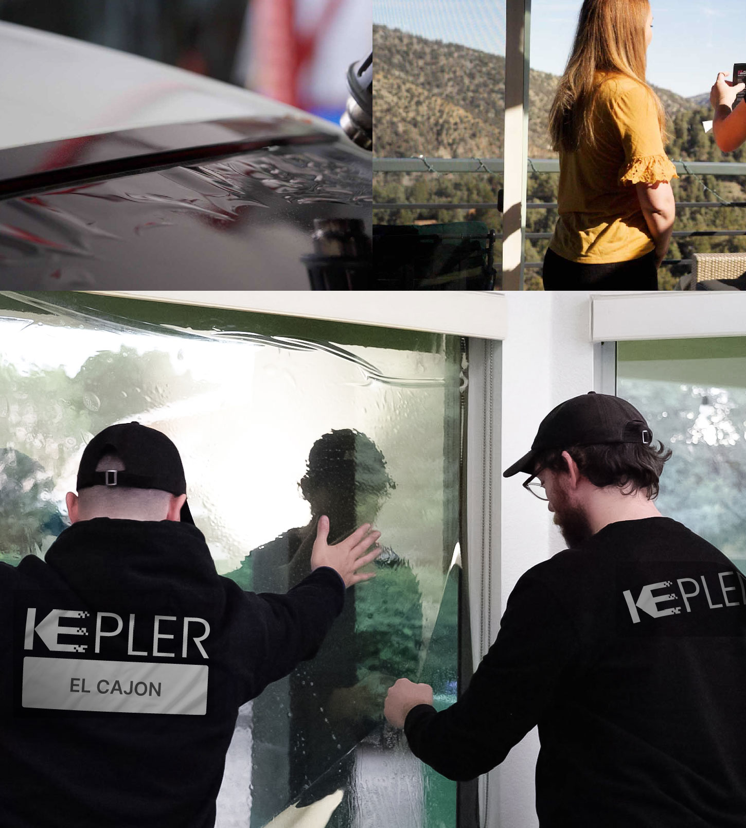 Expert Technician Installing Ceramic Window Tint to Home in El Cajon