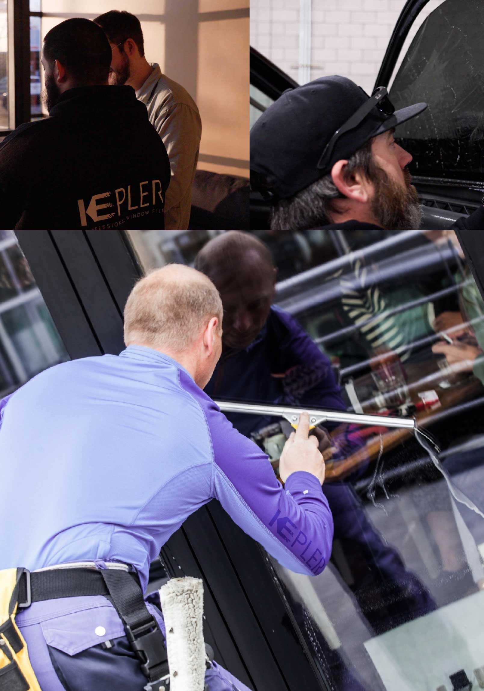Kepler Skilled Applying Anti-Graffiti Window Film to a Denton Shop Front