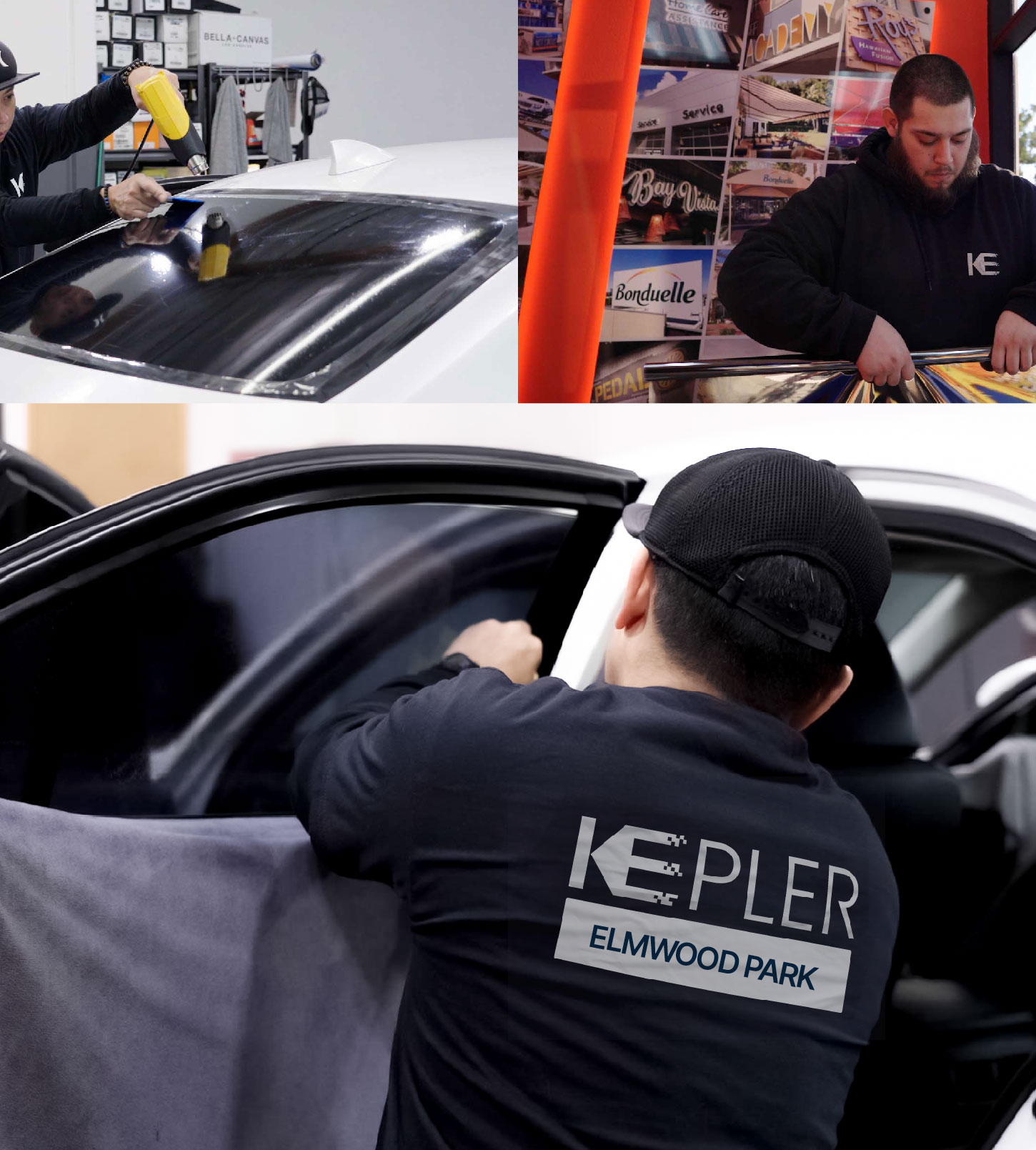 Automotive Window Tinting Expert Applying Film in Elmwood Park, Illinois
