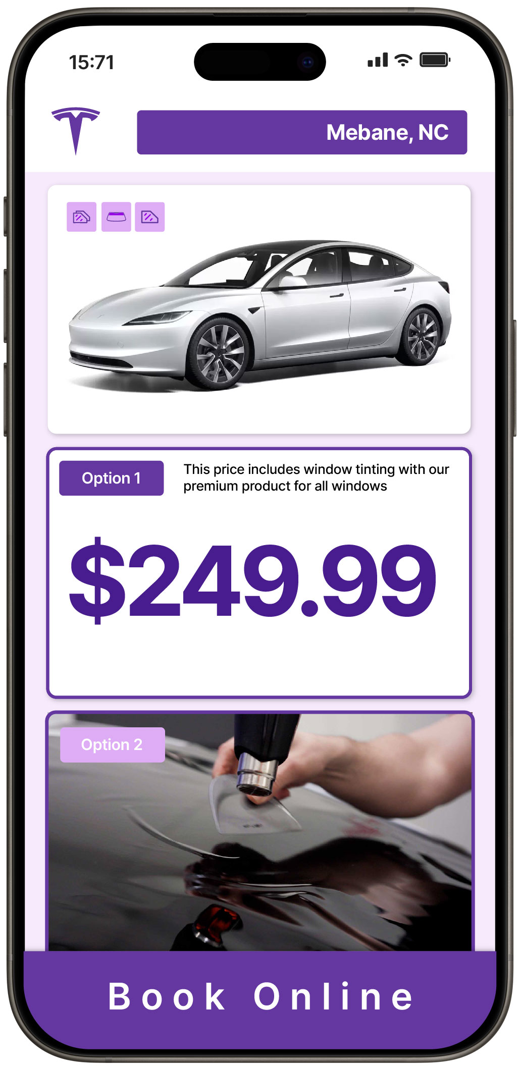 View Affordable Tesla Window Tinting Costs in Mebane, North Carolina