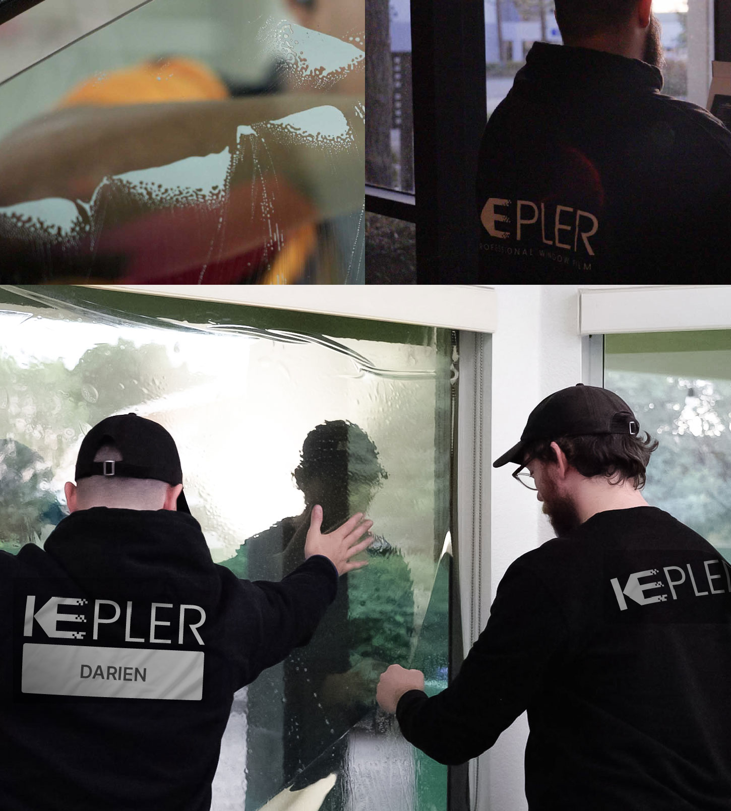 Expert Technician Installing Advanced Window Tint to Home in Darien