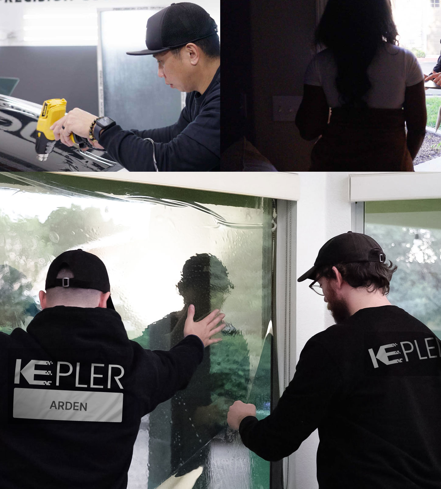 Expert Technician Fitting Advanced Window Tint to Home in Arden