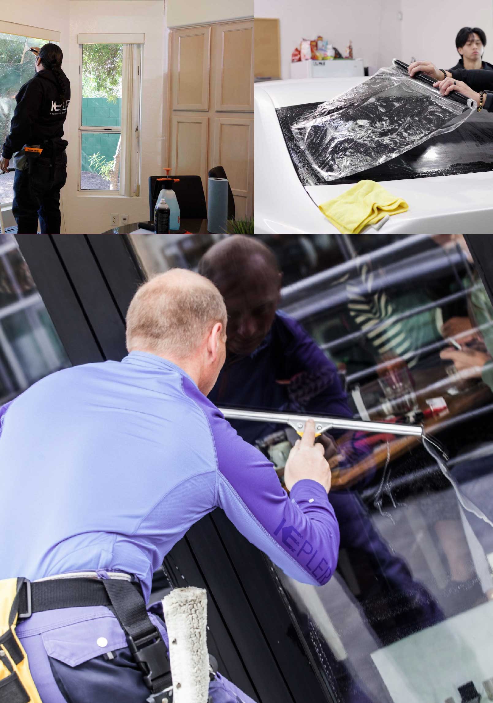 Kepler Skilled Applying Anti-Graffiti Window Film to a DeBary Shop Front