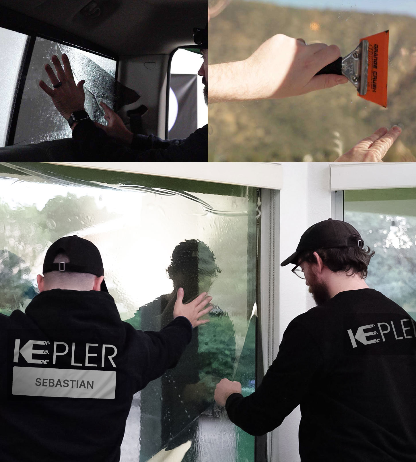 Kepler Technician Installing Ceramic Window Tint to Home in Sebastian