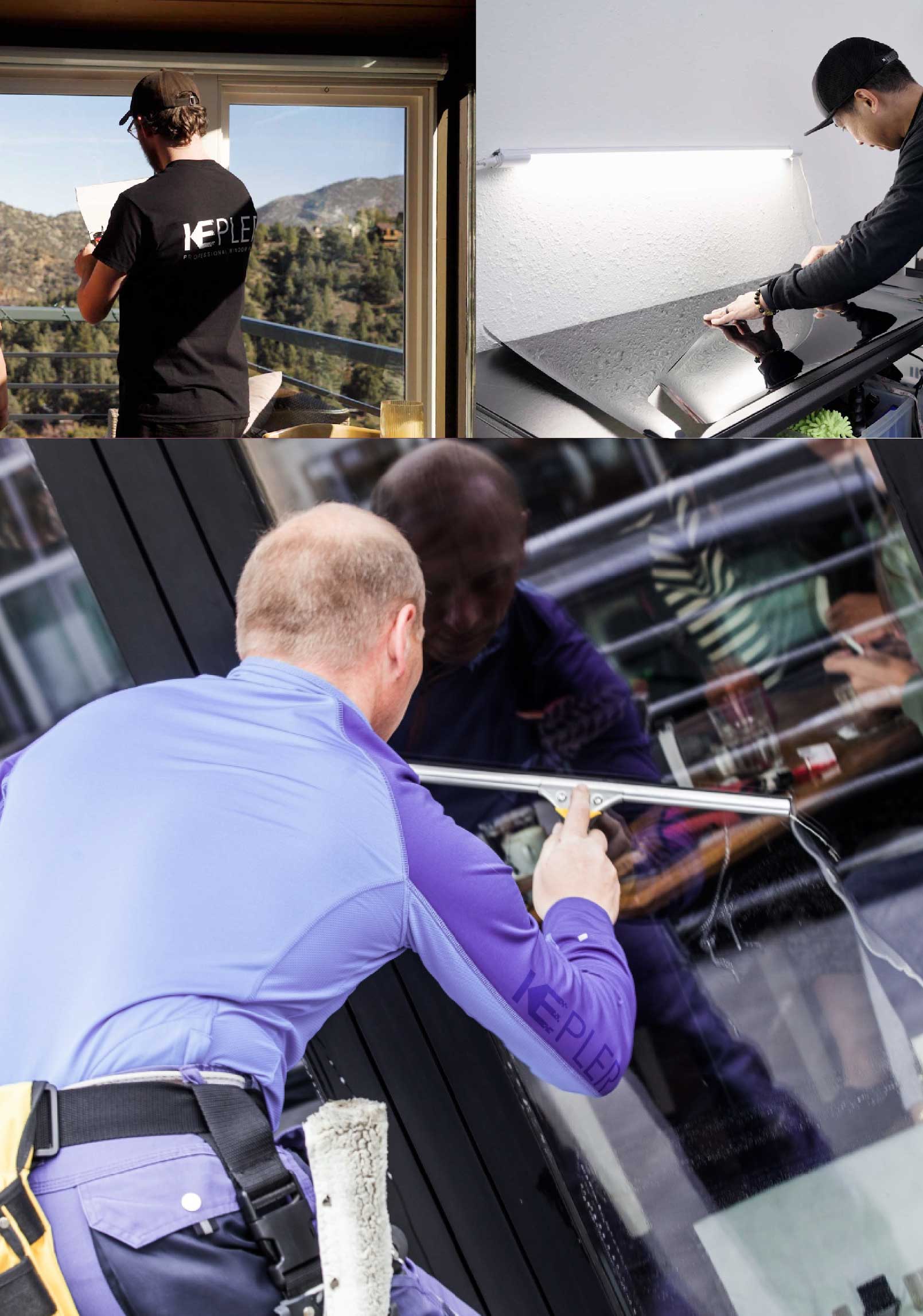 Kepler Expert Applying Anti-Graffiti Window Film to a Galveston Shop Front