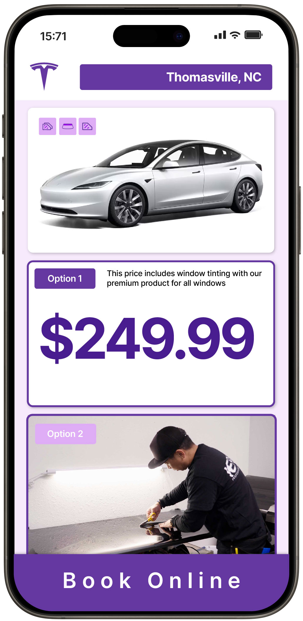 View Competitive Tesla Window Tinting Prices in Thomasville, North Carolina