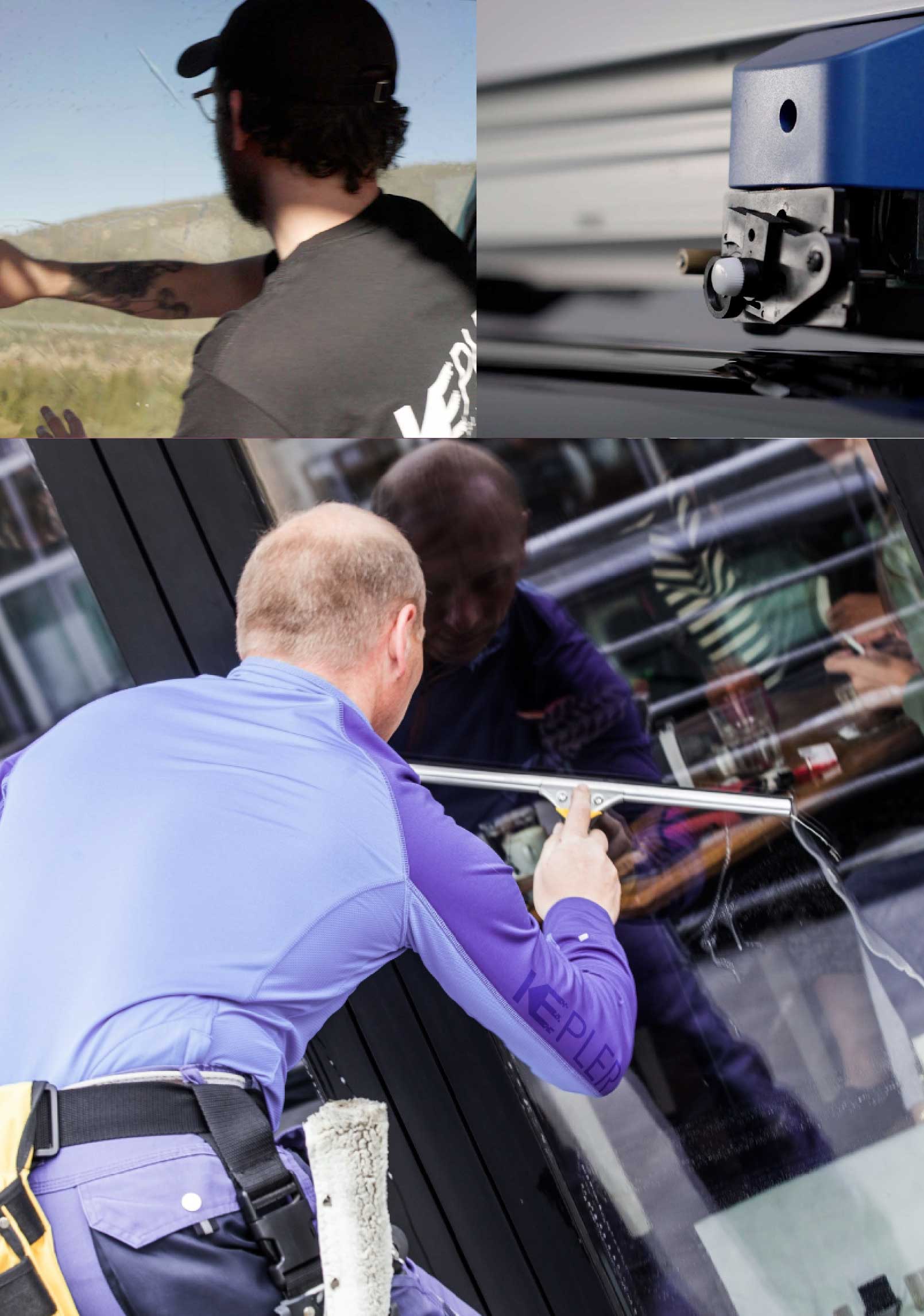 Kepler Skilled Applying Anti-Graffiti Window Film to a Biddeford Shop Front