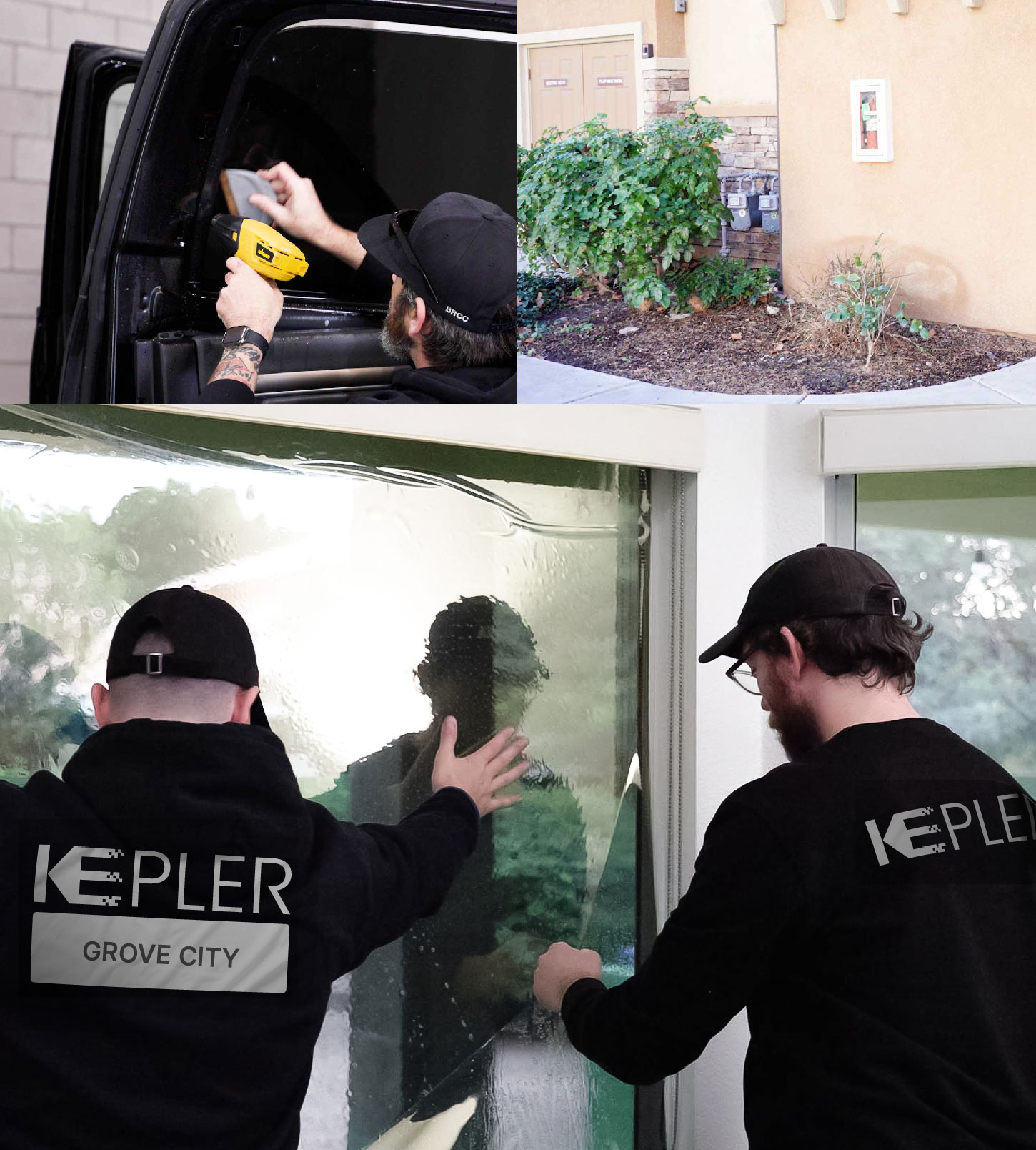 Kepler Technician Fitting High-tech Window Tint to Home in Grove City