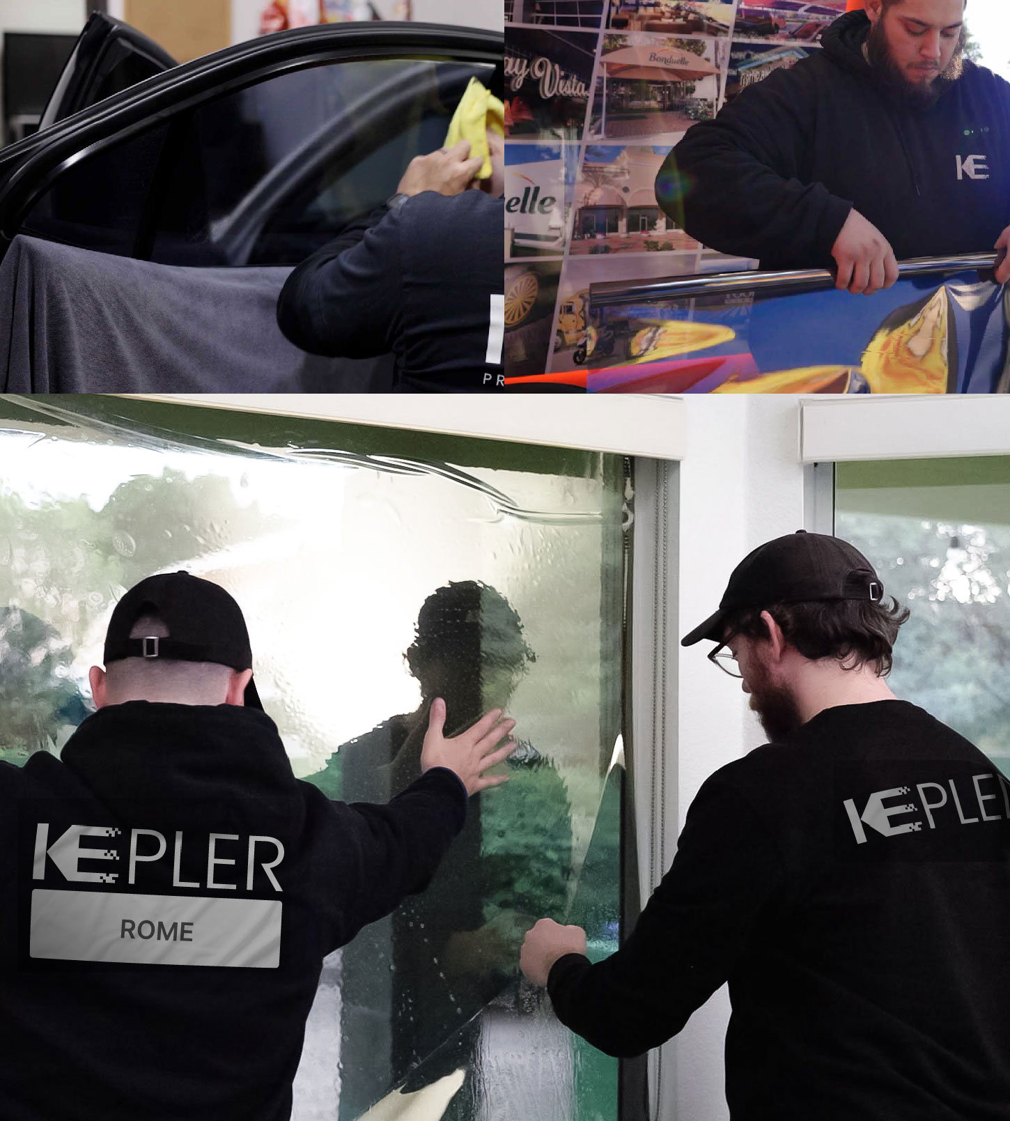 Expert Technician Applying High-tech Window Tint to Home in Rome
