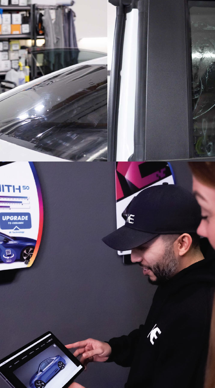Kepler Dealer Showing Car Window Film Options to Customer in Papillion, Nebraska