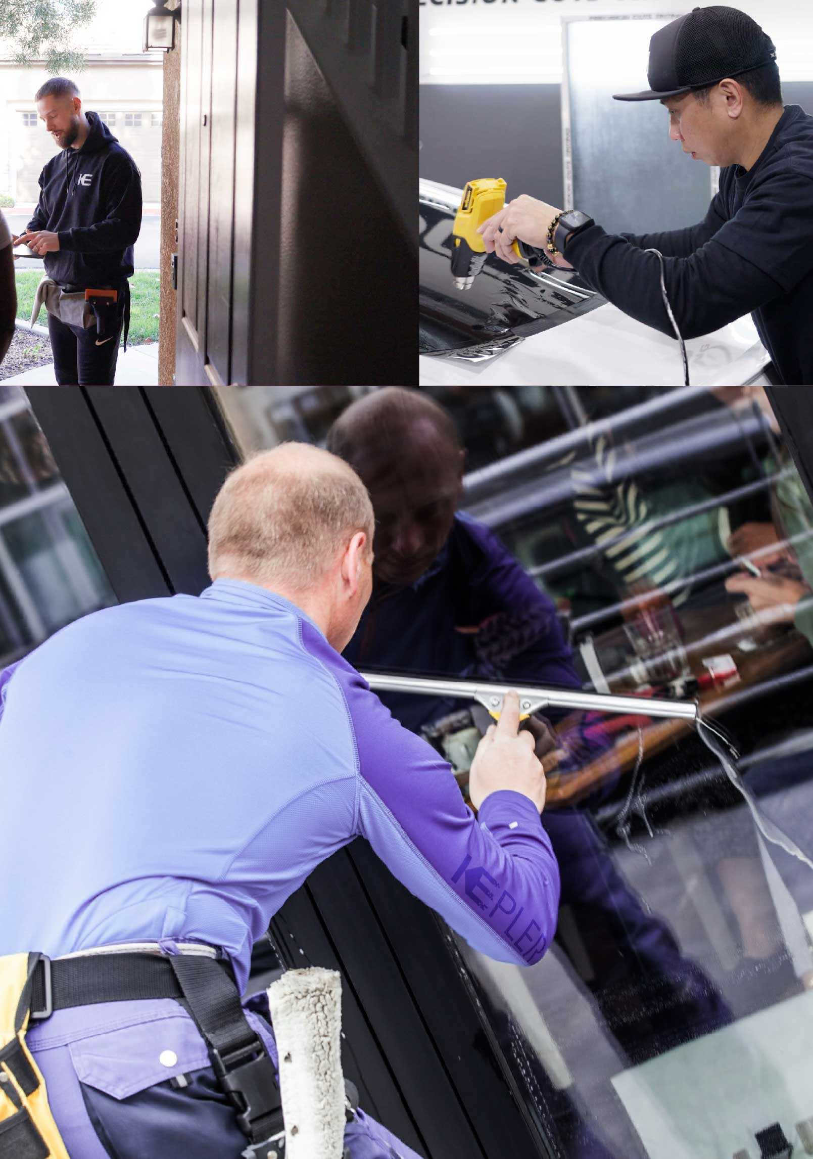 Kepler Skilled Applying Anti-Graffiti Window Film to a Chesterfield Shop Front