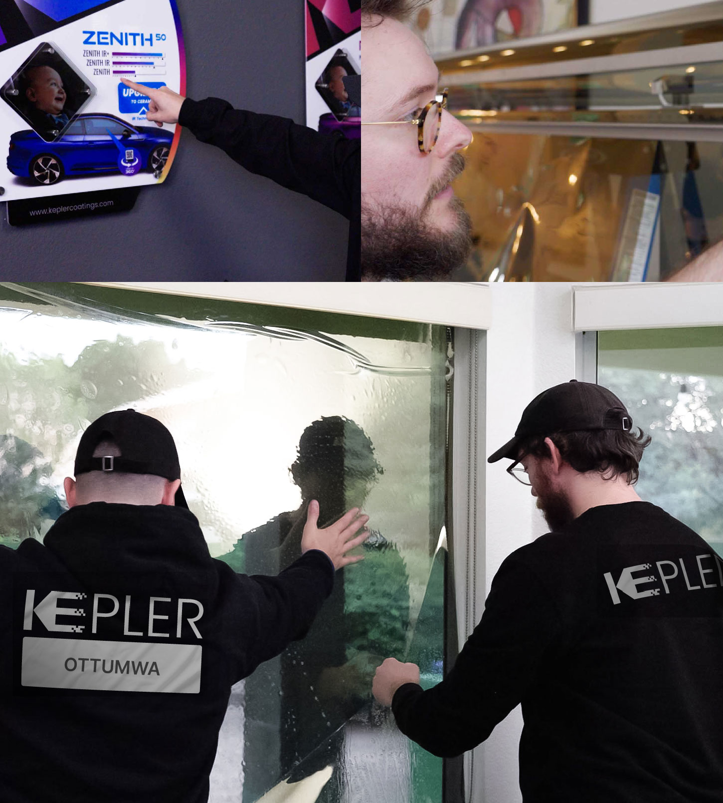Kepler Technician Applying High-tech Window Tint to Home in Ottumwa