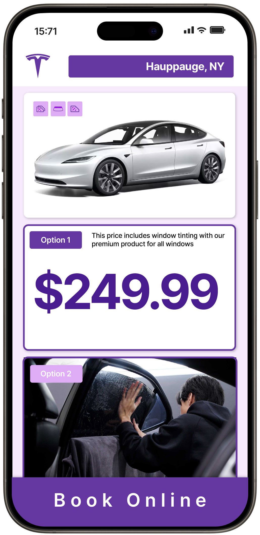 View Affordable Tesla Window Tinting Prices in Hauppauge, New York