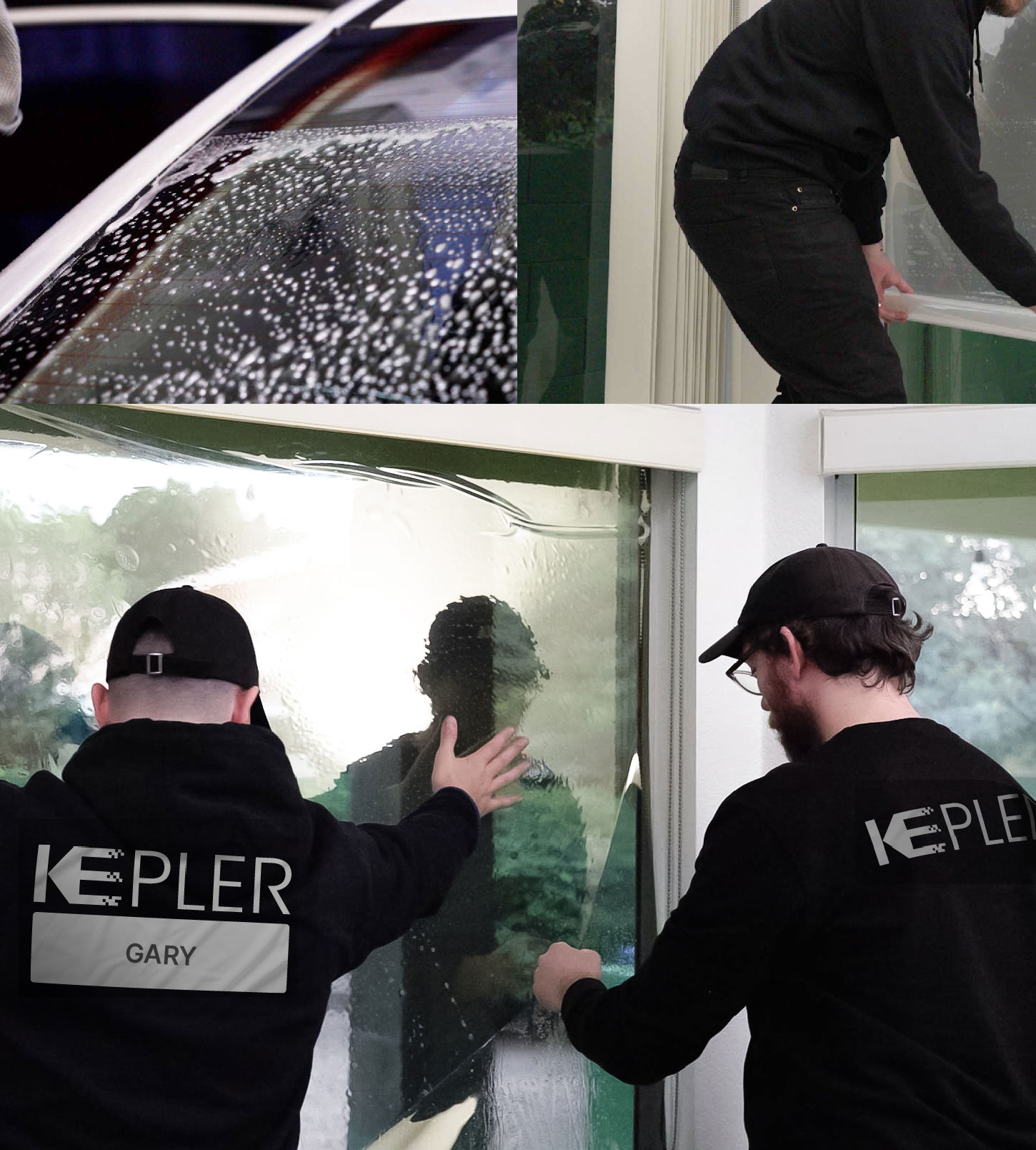 Expert Technician Installing Ceramic Window Tint to Home in Gary