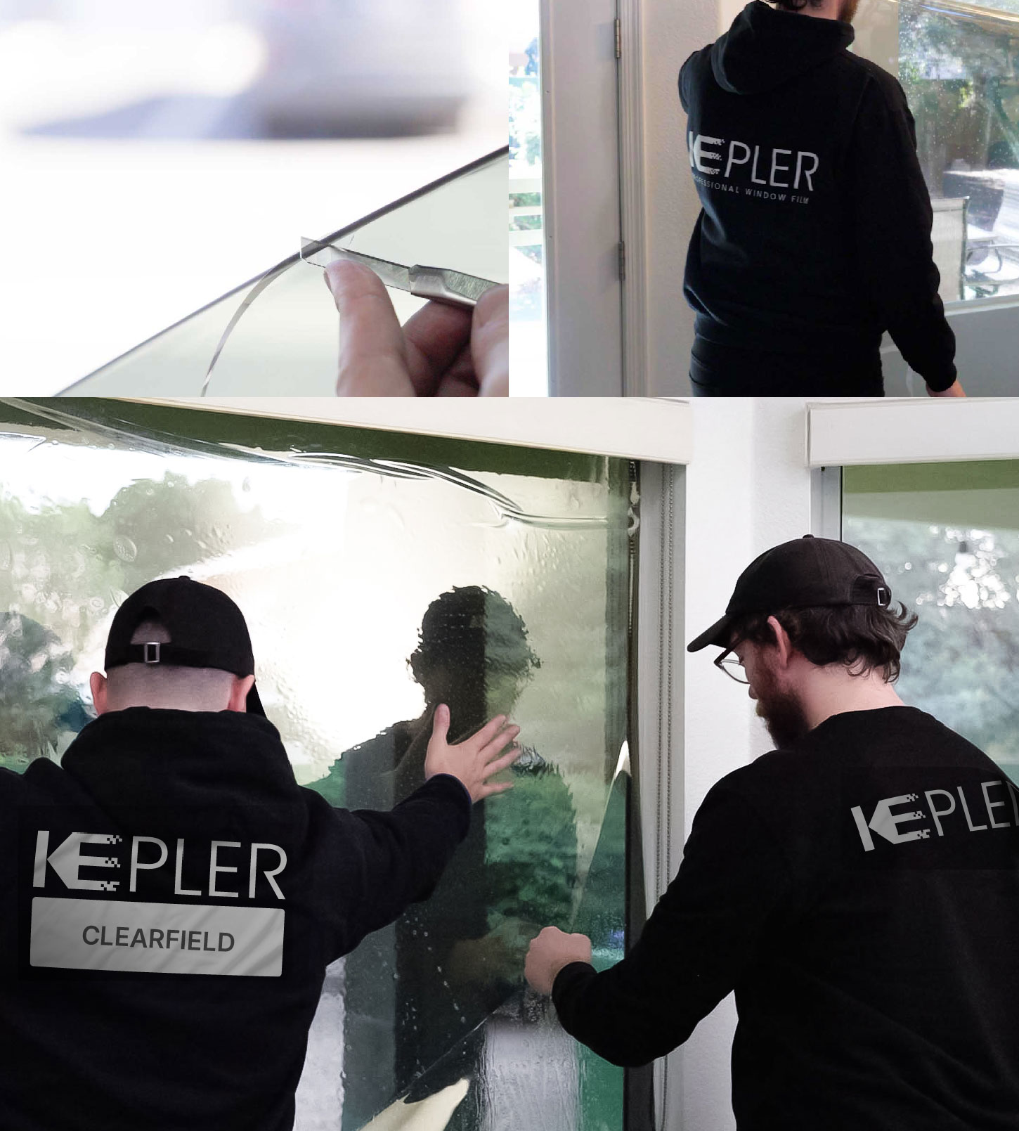 Kepler Technician Fitting Ceramic Window Tint to Home in Clearfield
