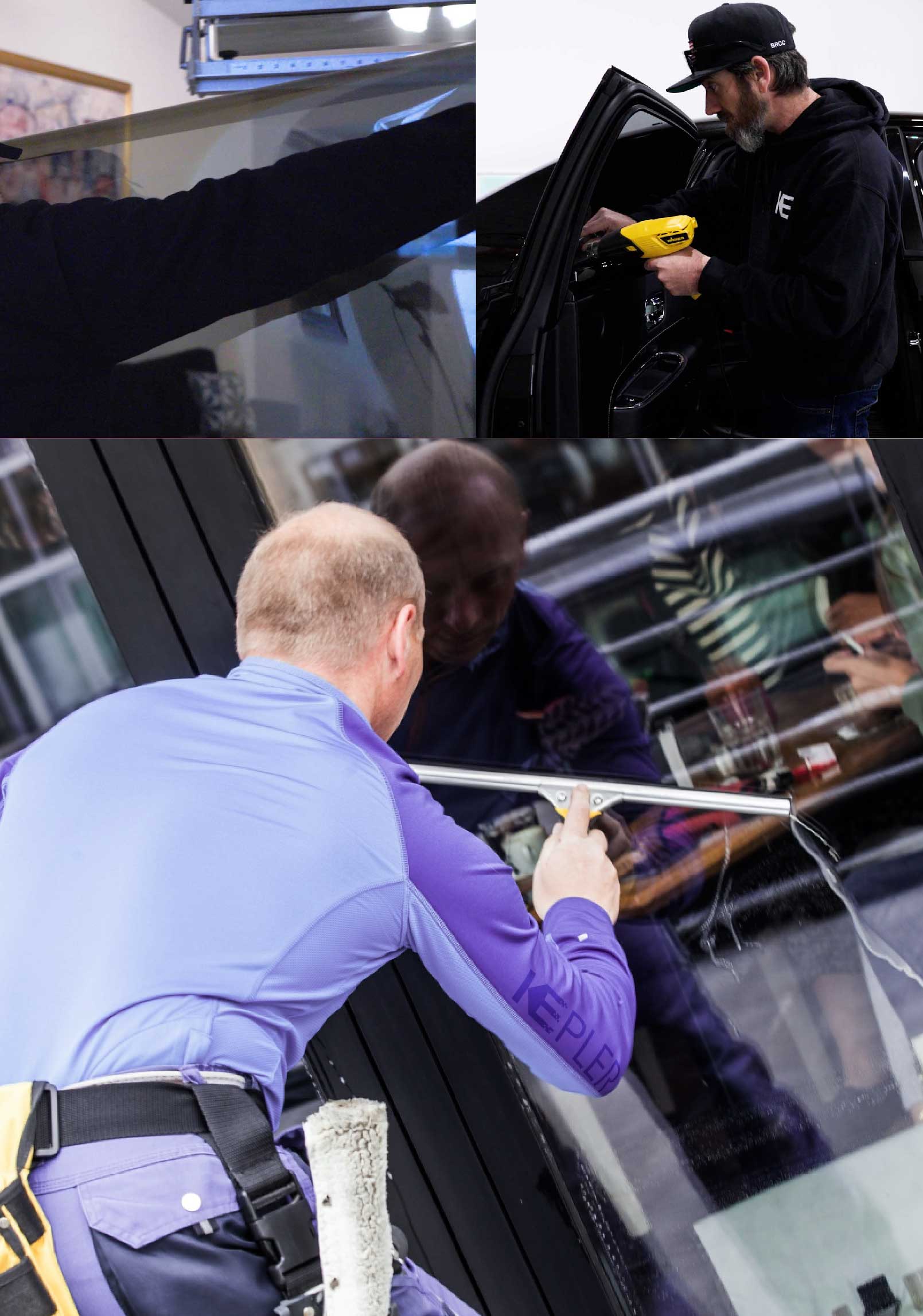 Kepler Professional Applying Anti-Graffiti Window Film to a Bay City Shop Front