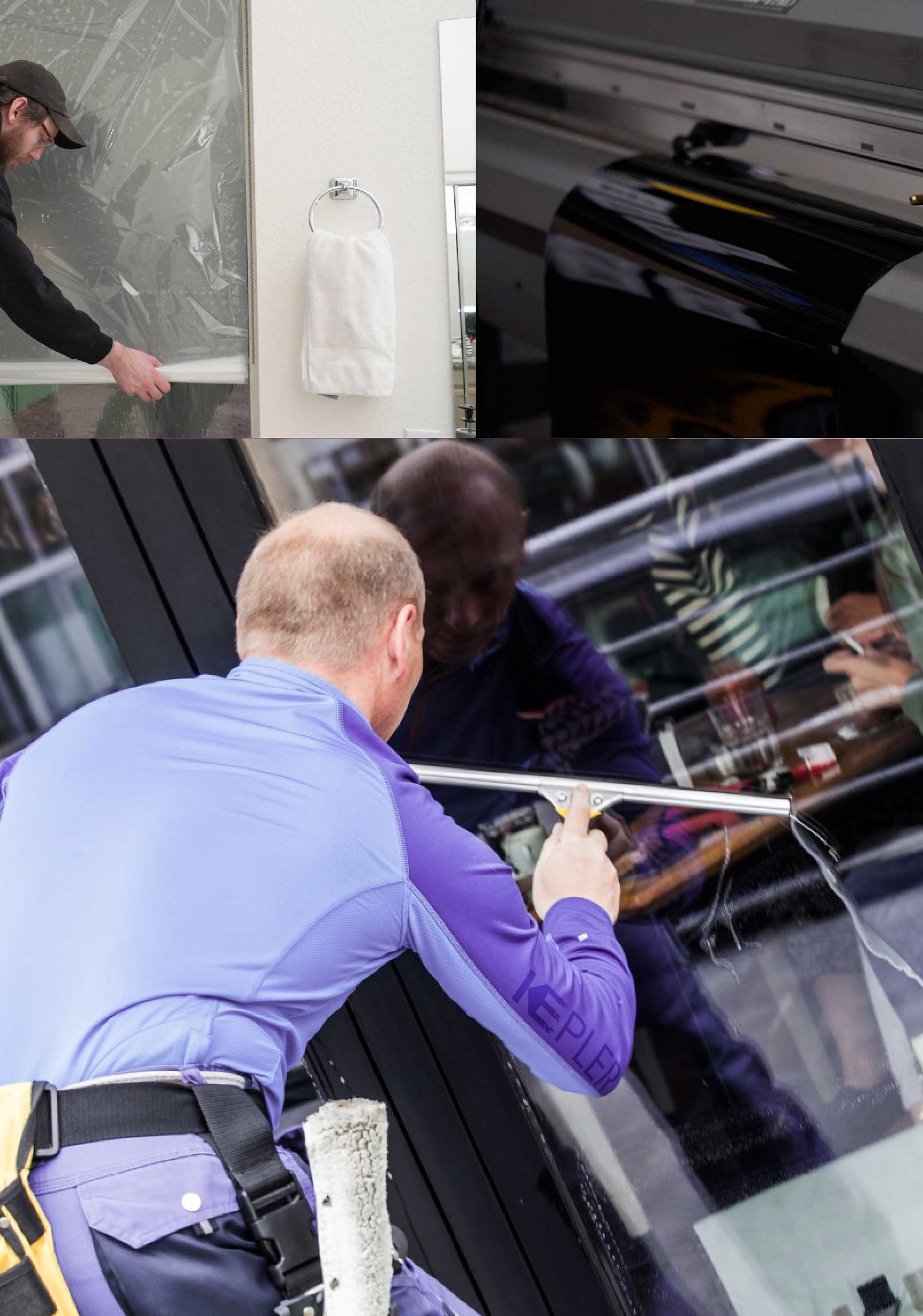 Kepler Skilled Applying Anti-Graffiti Window Film to a Dundalk Shop Front