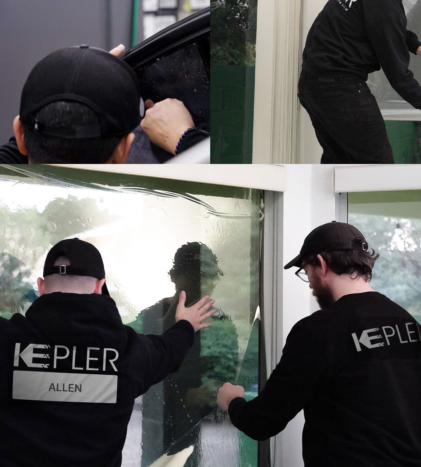 Expert Technician Installing Ceramic Window Tint to Home in Allen