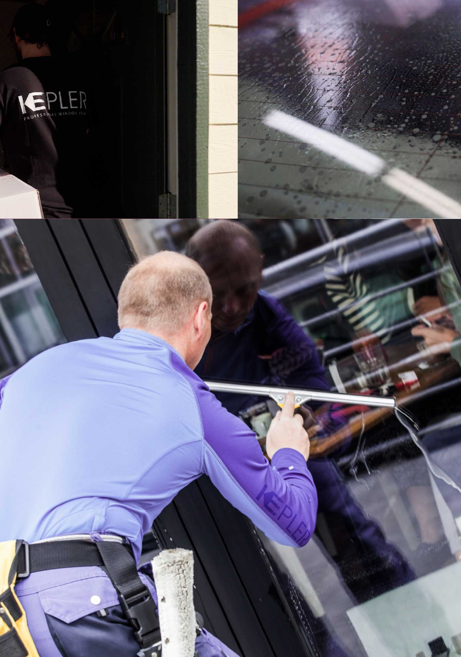 Kepler Professional Applying Anti-Graffiti Window Film to a Ona Shop Front