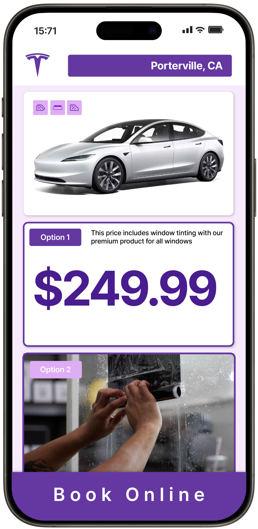 View Competitive Tesla Window Tinting Prices in Porterville, California