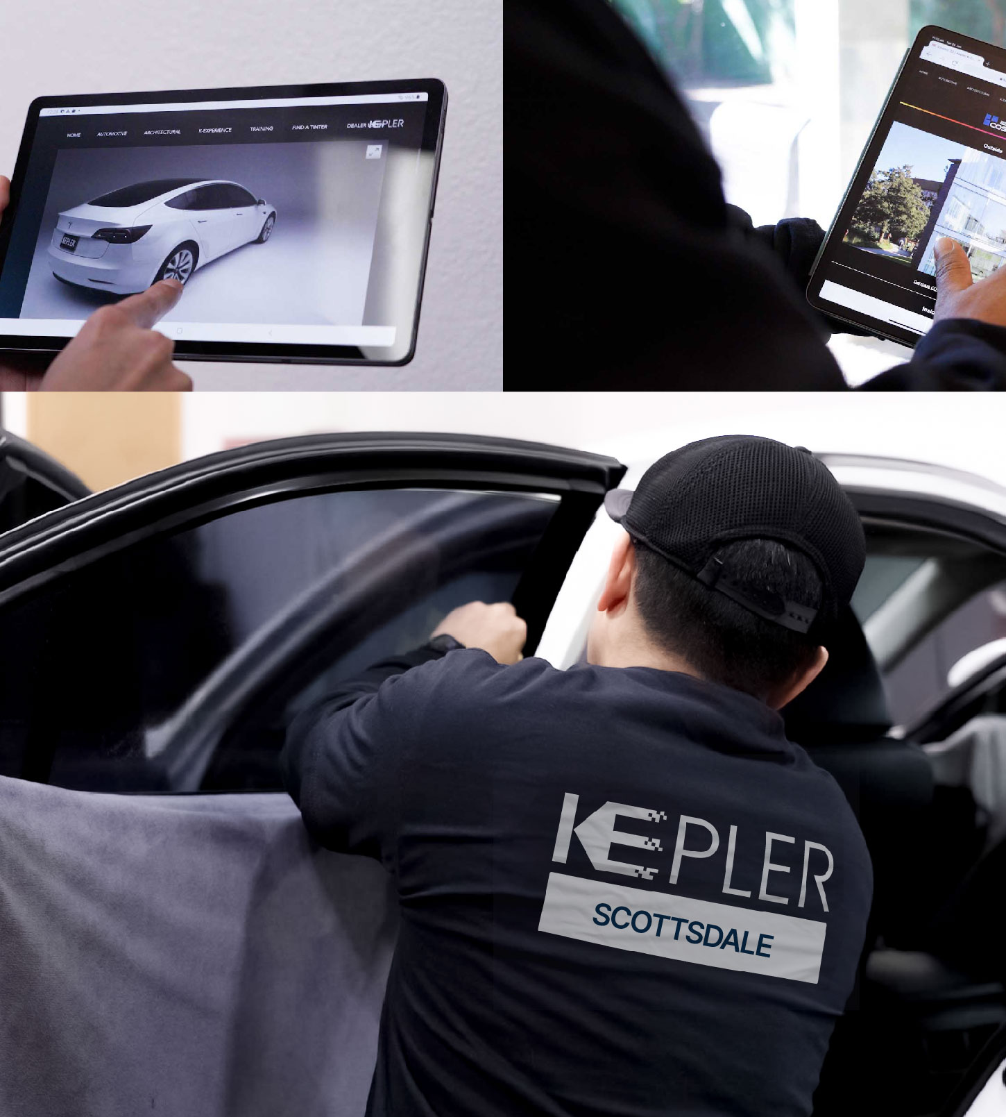 Automotive Window Tinting Expert Applying Film in Scottsdale, Arizona