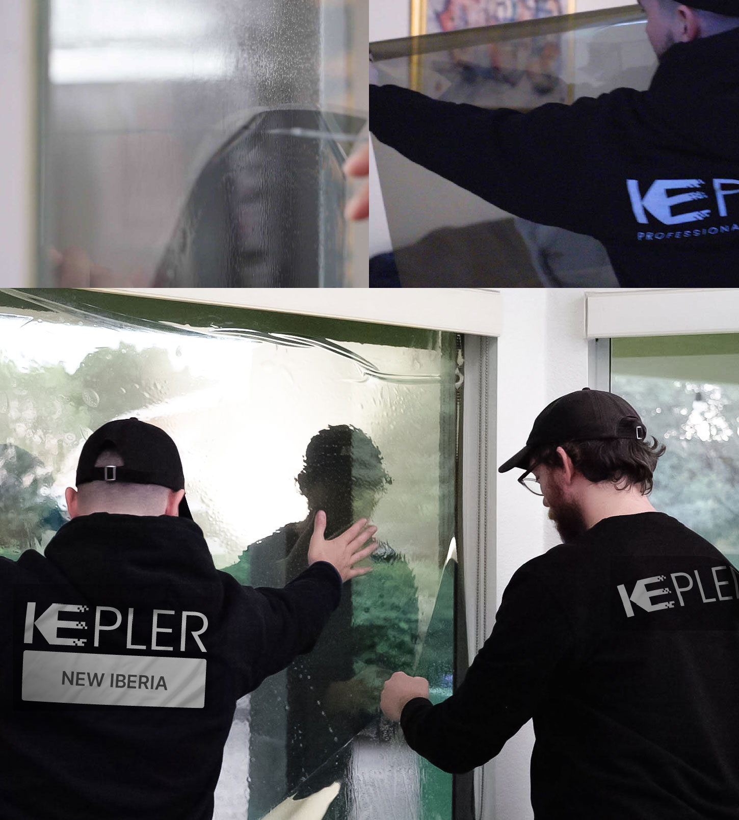 Expert Technician Applying High-tech Window Tint to Home in New Iberia