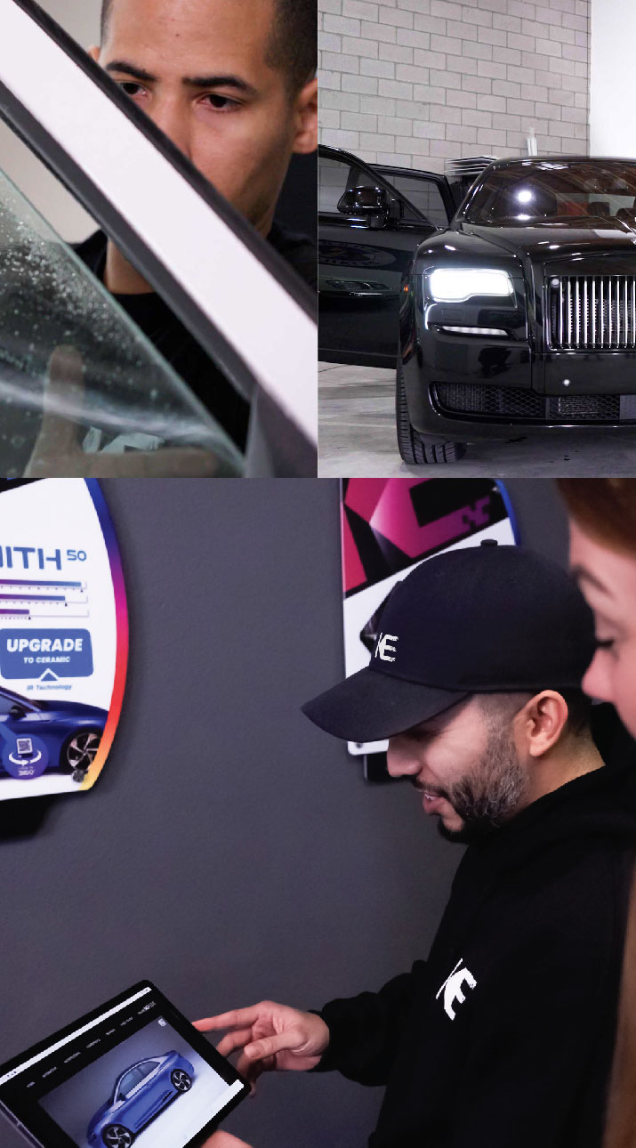 Kepler Dealer Showing Car Window Film Options to Customer in La Porte, Texas