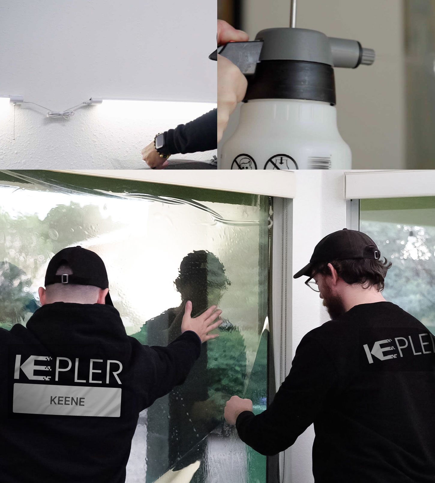 Expert Technician Installing Ceramic Window Tint to Home in Keene
