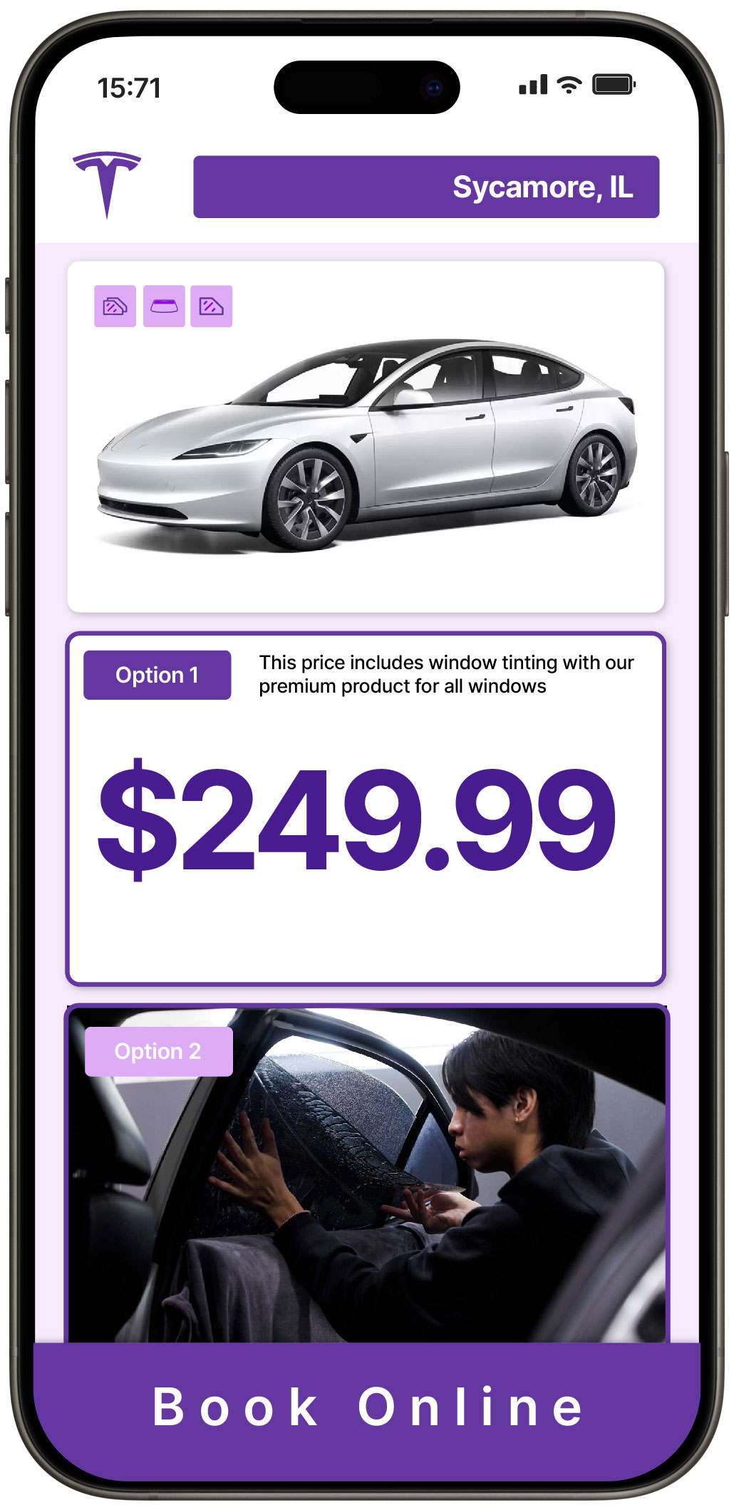 View Competitive Tesla Window Tinting Rates in Sycamore, Illinois