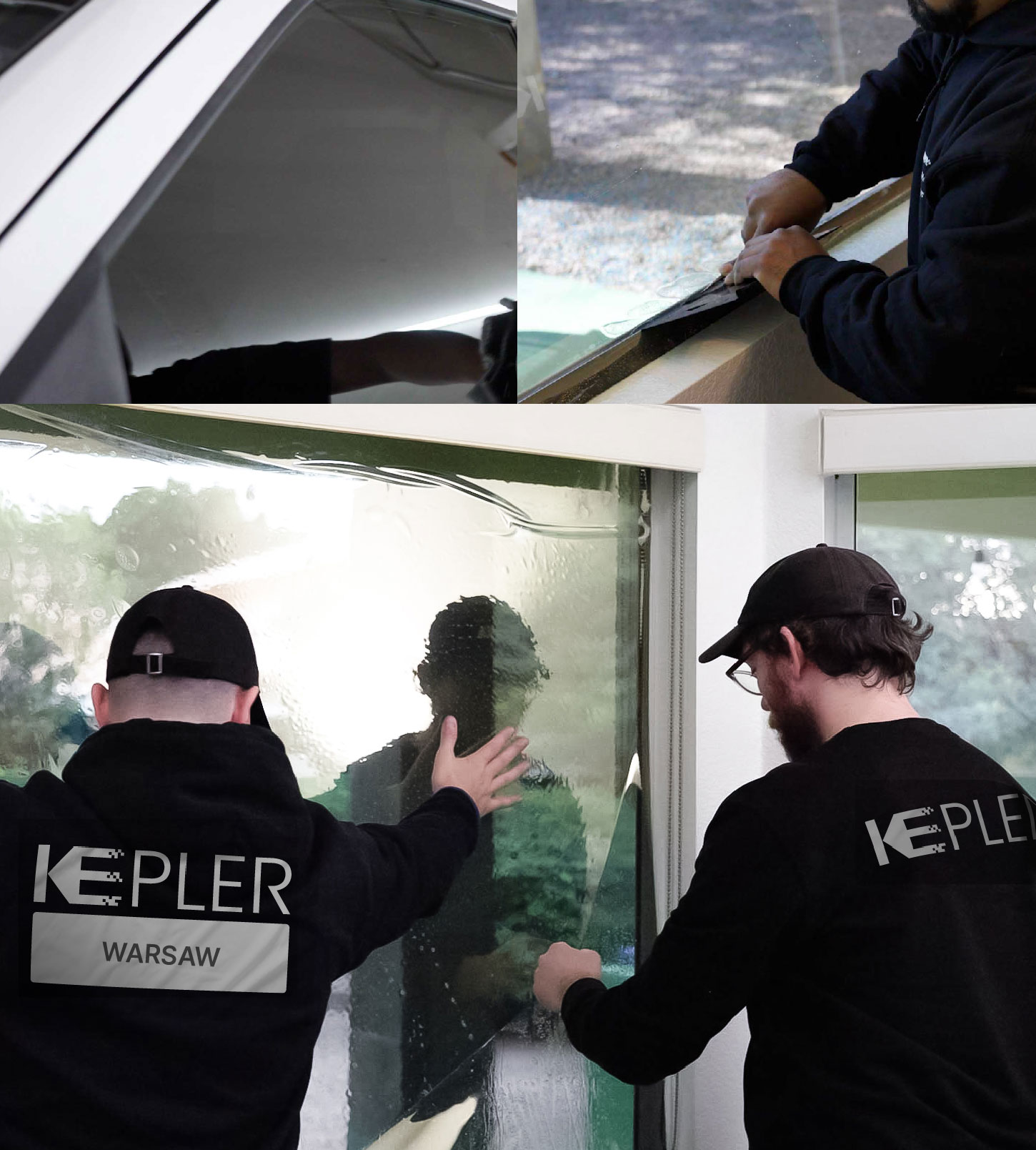 Expert Technician Fitting High-tech Window Tint to Home in Warsaw