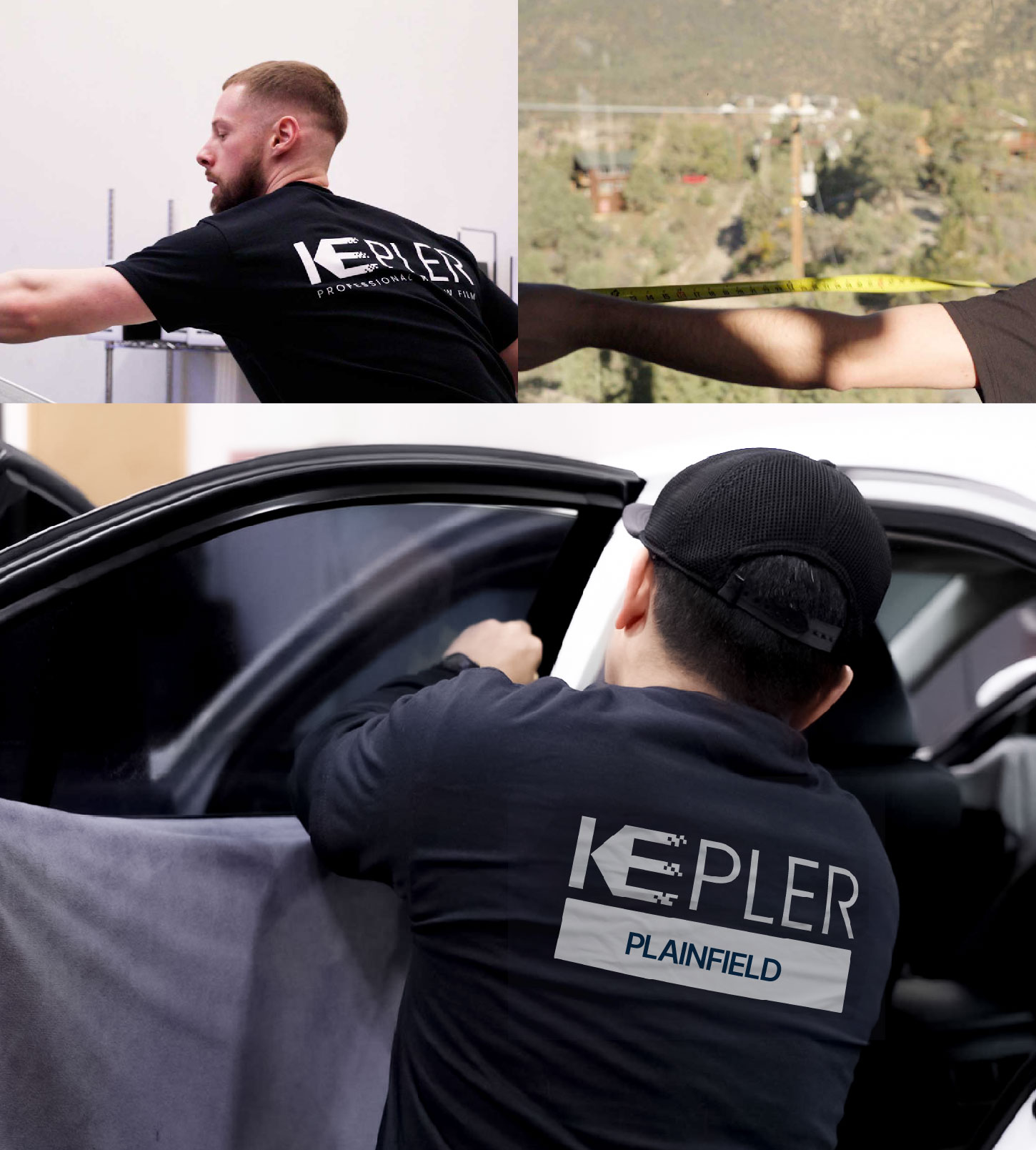 Automotive Window Tinting Expert Applying Film in Plainfield, Indiana
