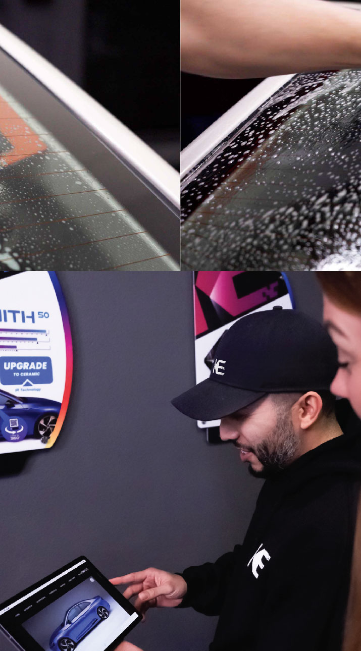 Kepler Dealer Showing Car Window Film Options to Customer in La Puente, California