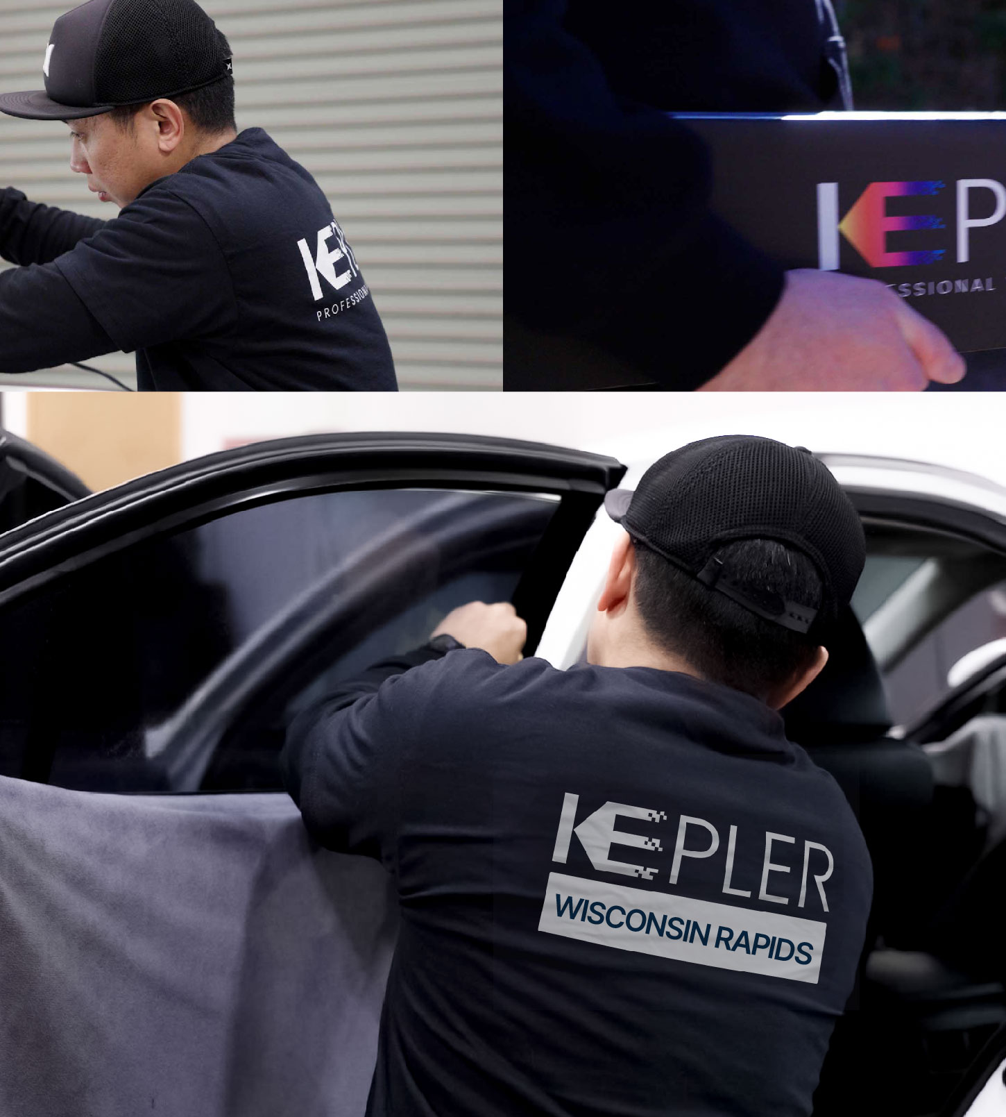 Automotive Window Tinting Expert Applying Film in Wisconsin Rapids, Wisconsin