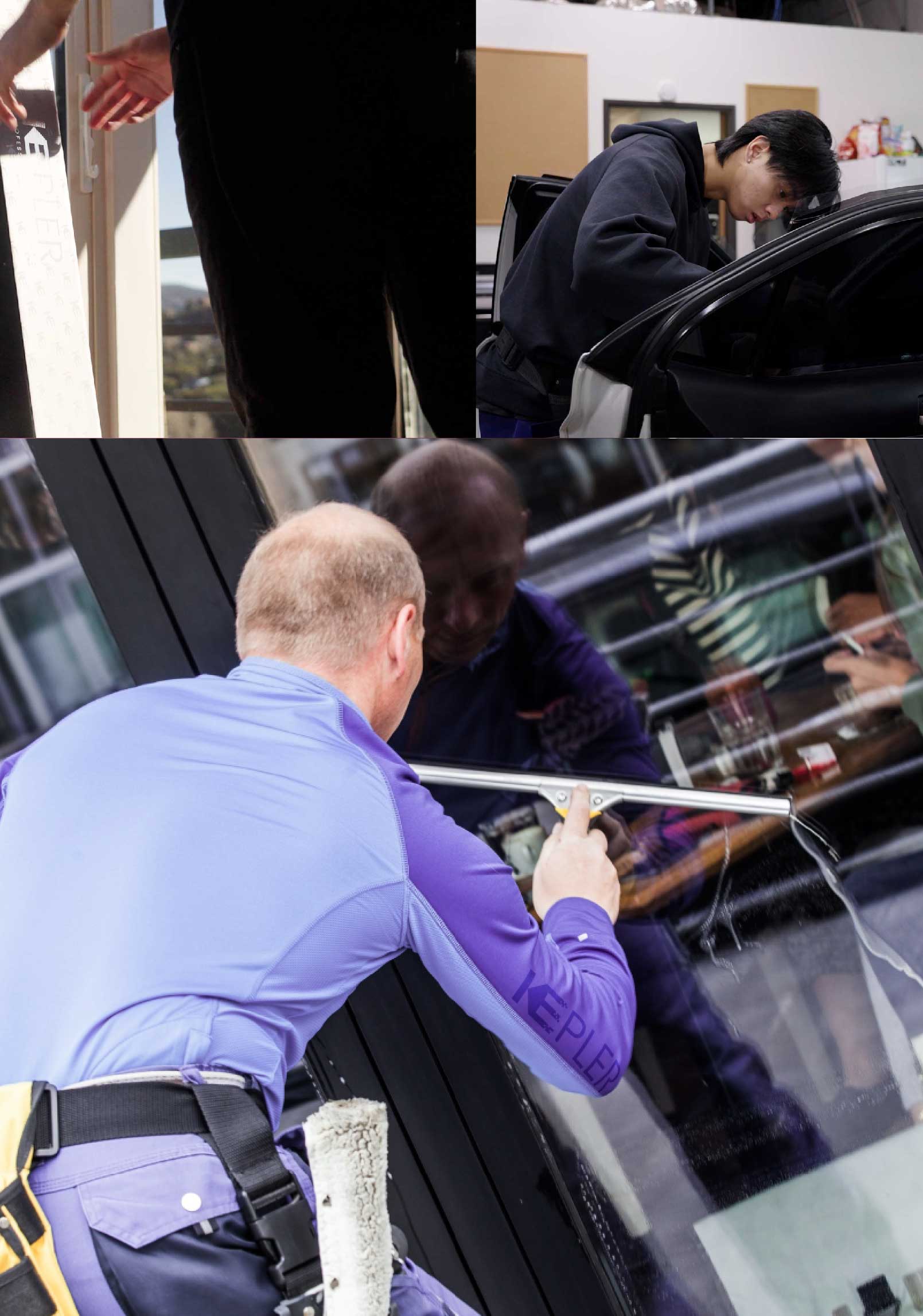 Kepler Skilled Applying Anti-Graffiti Window Film to a Colleyville Shop Front
