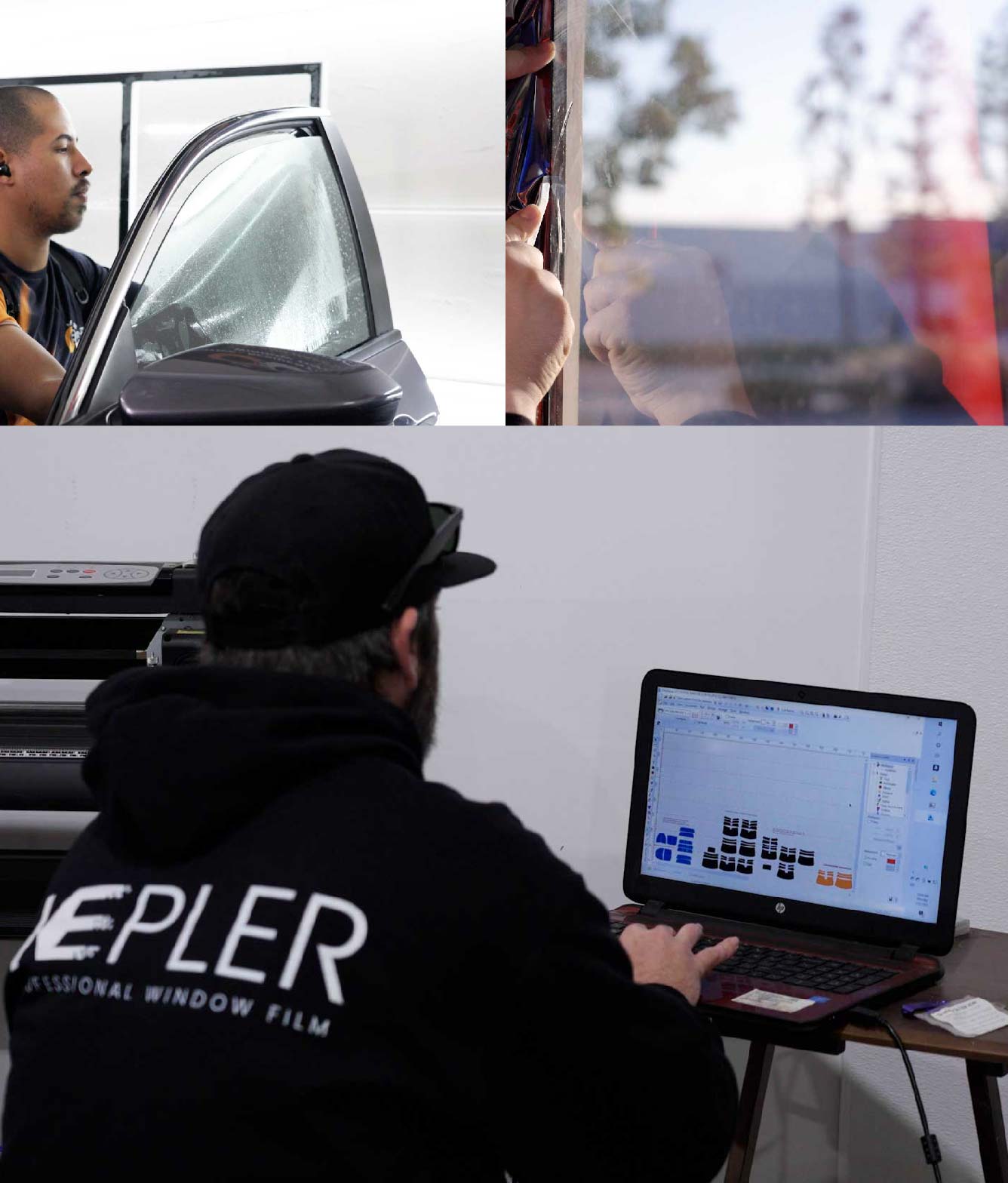 Ceramic Window Tinting Expert Cutting Film in Elmont, New York