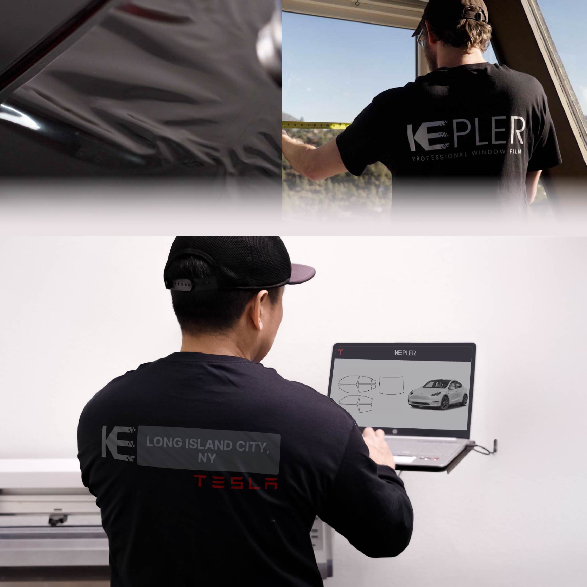 Kepler Technician Applying High-tech Window Tint to Tesla in Long Island City