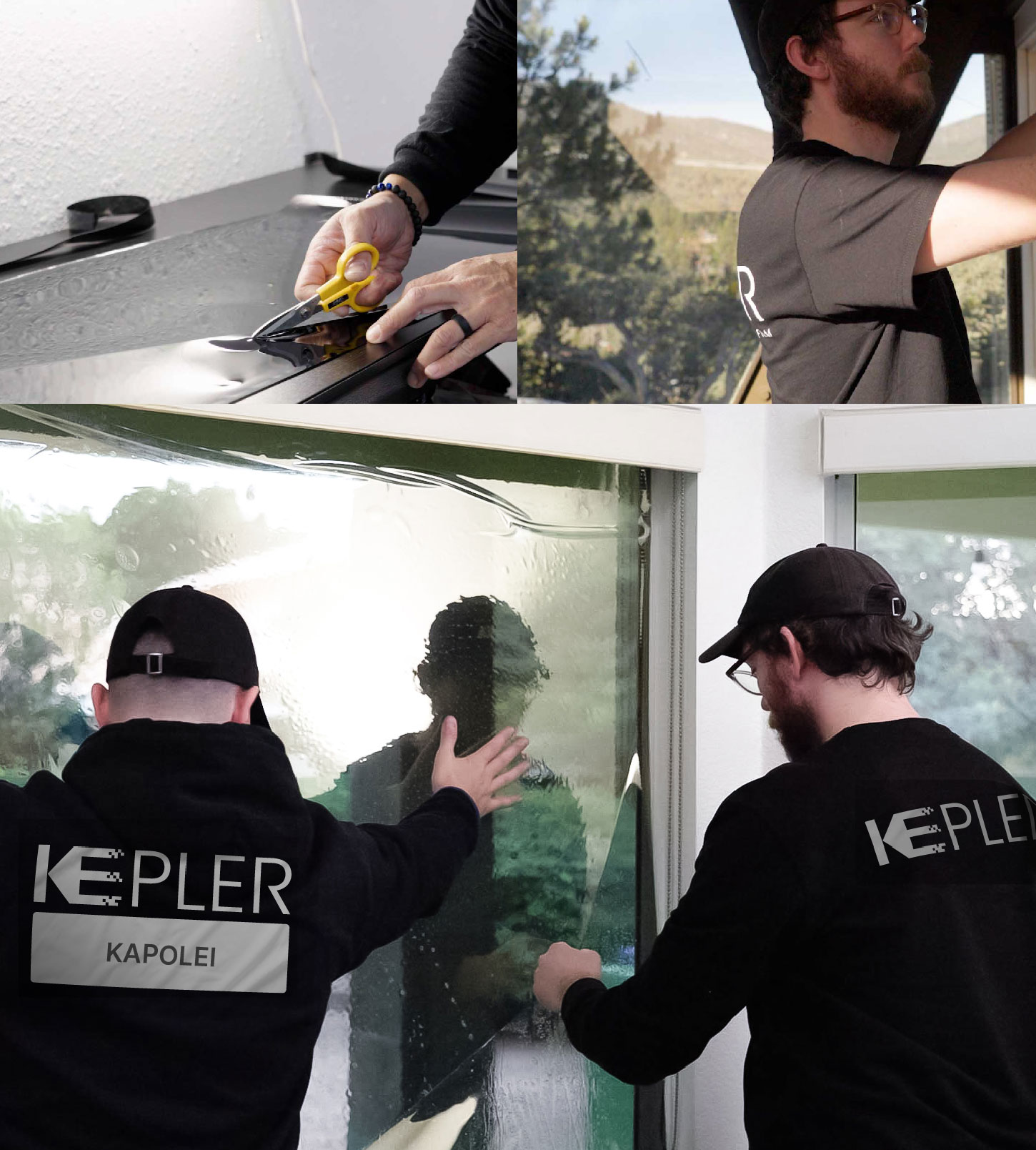 Expert Technician Fitting Advanced Window Tint to Home in Kapolei
