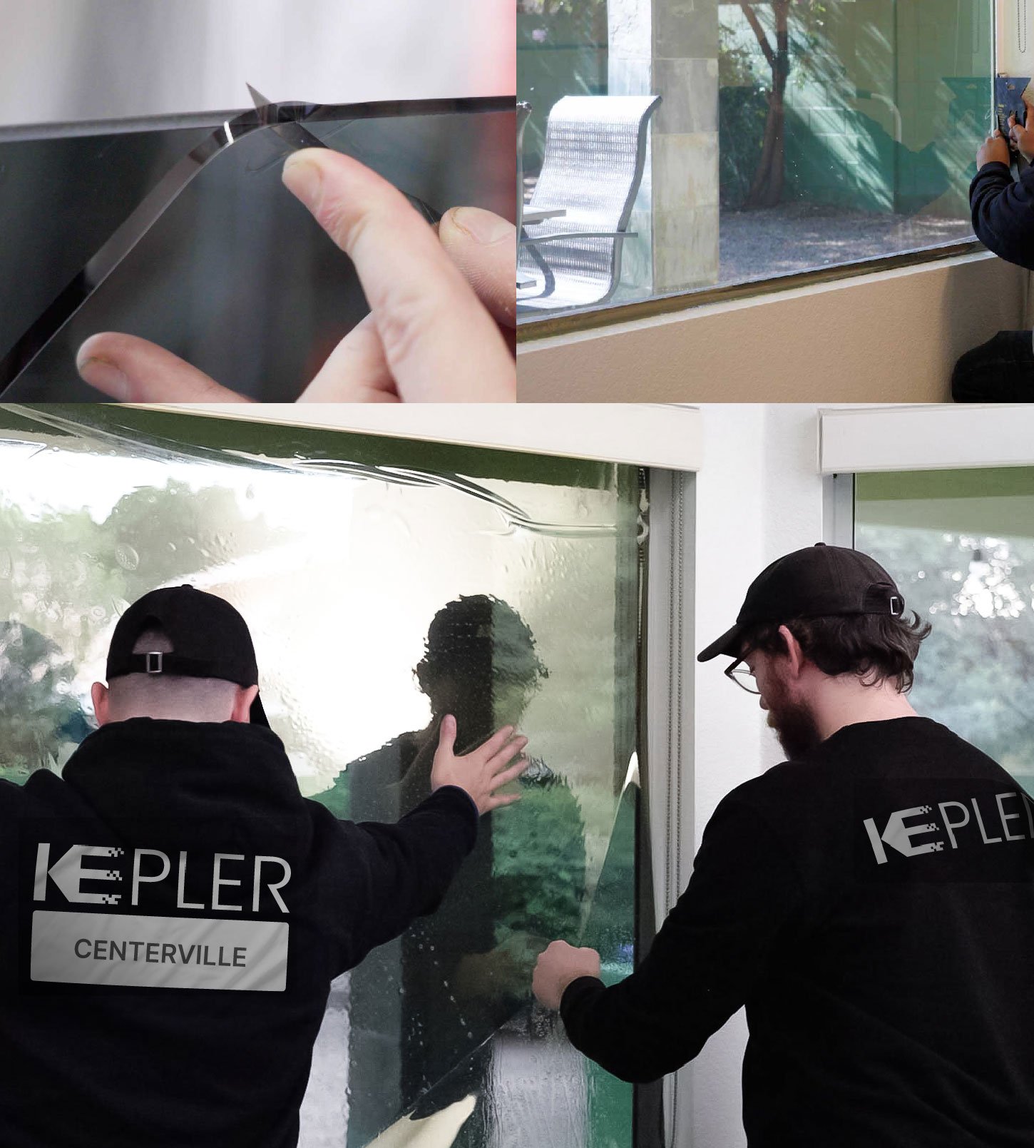 Kepler Technician Applying Ceramic Window Tint to Home in Centerville