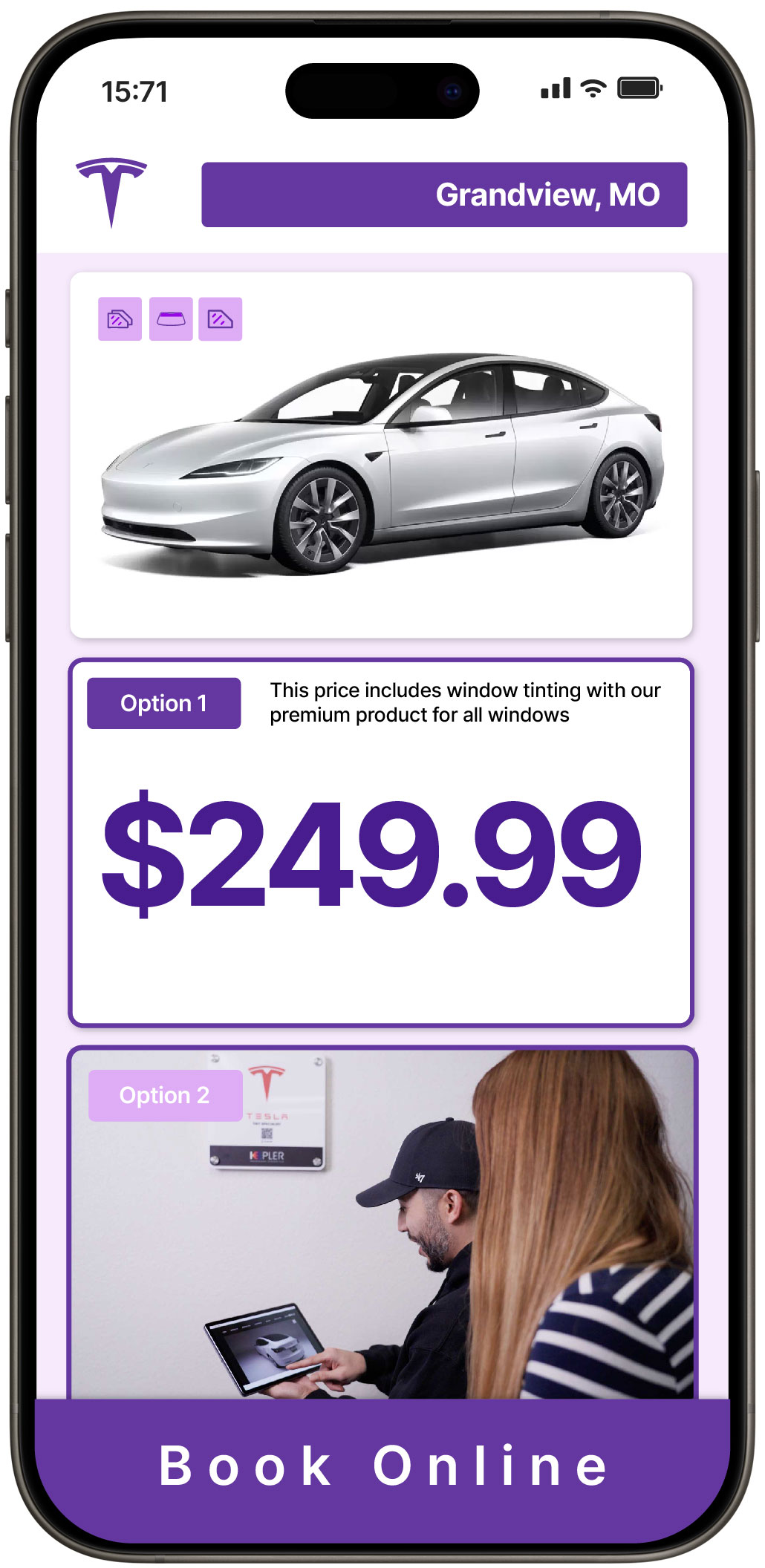 View Affordable Tesla Window Tinting Prices in Grandview, Missouri