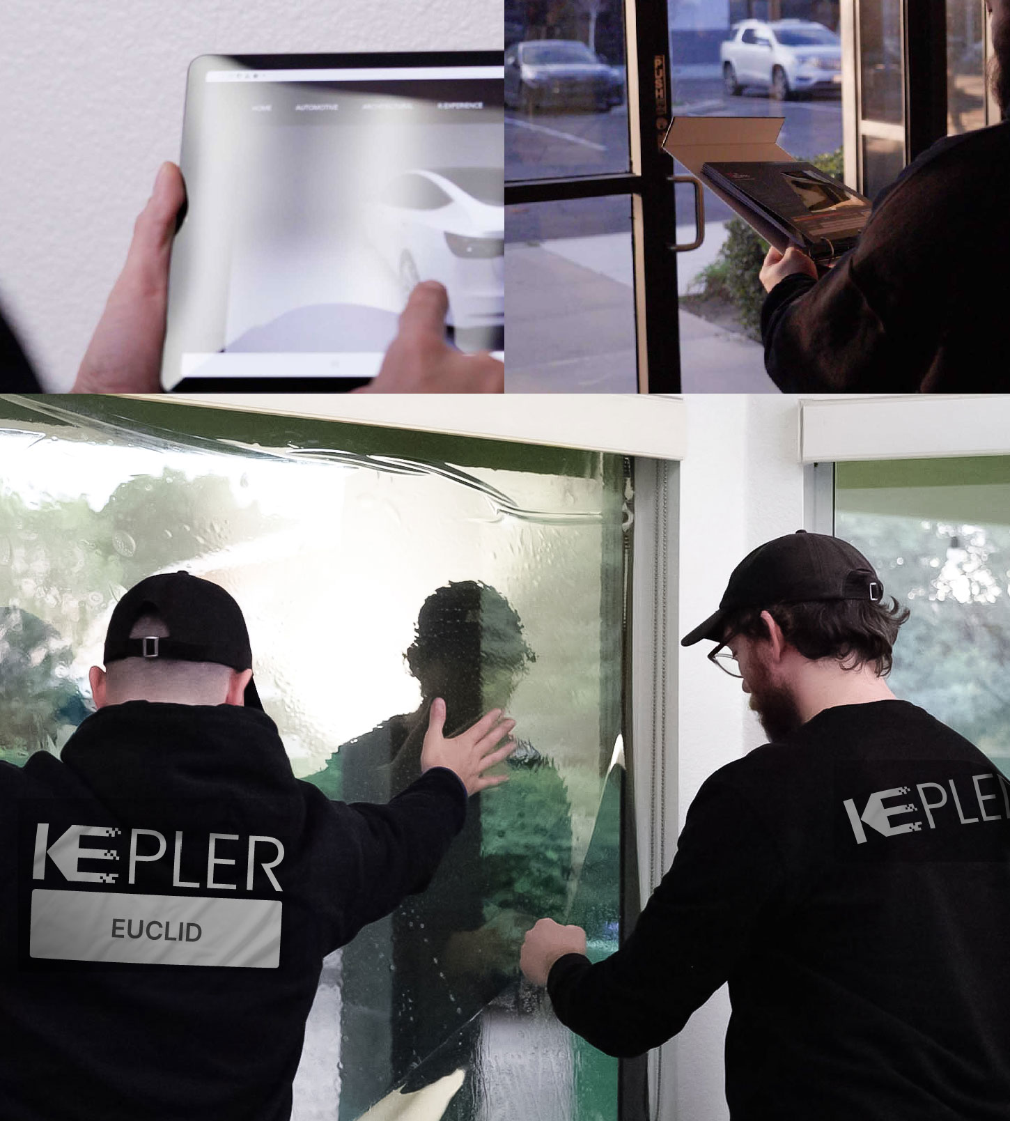Expert Technician Applying Advanced Window Tint to Home in Euclid