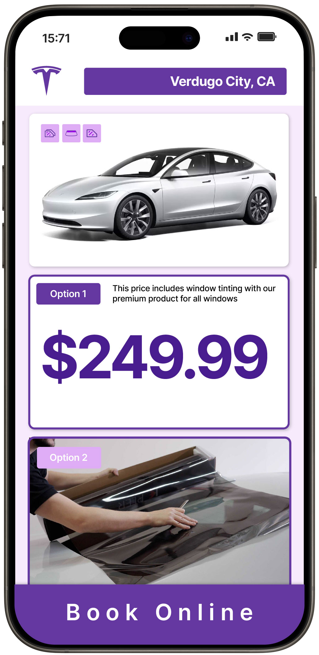 View Reasonable Tesla Window Tinting Prices in Verdugo City, California