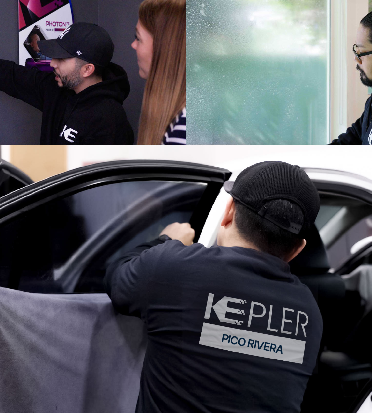 Automotive Window Tinting Expert Applying Film in Pico Rivera, California