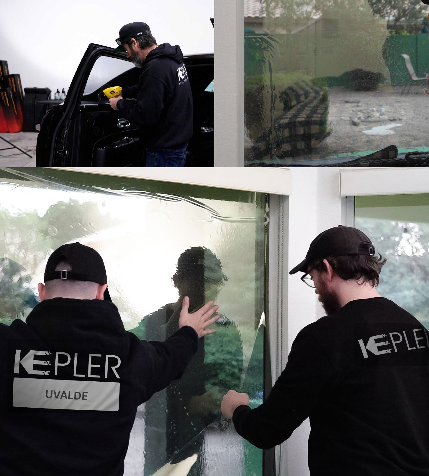 Kepler Technician Fitting Advanced Window Tint to Home in Uvalde