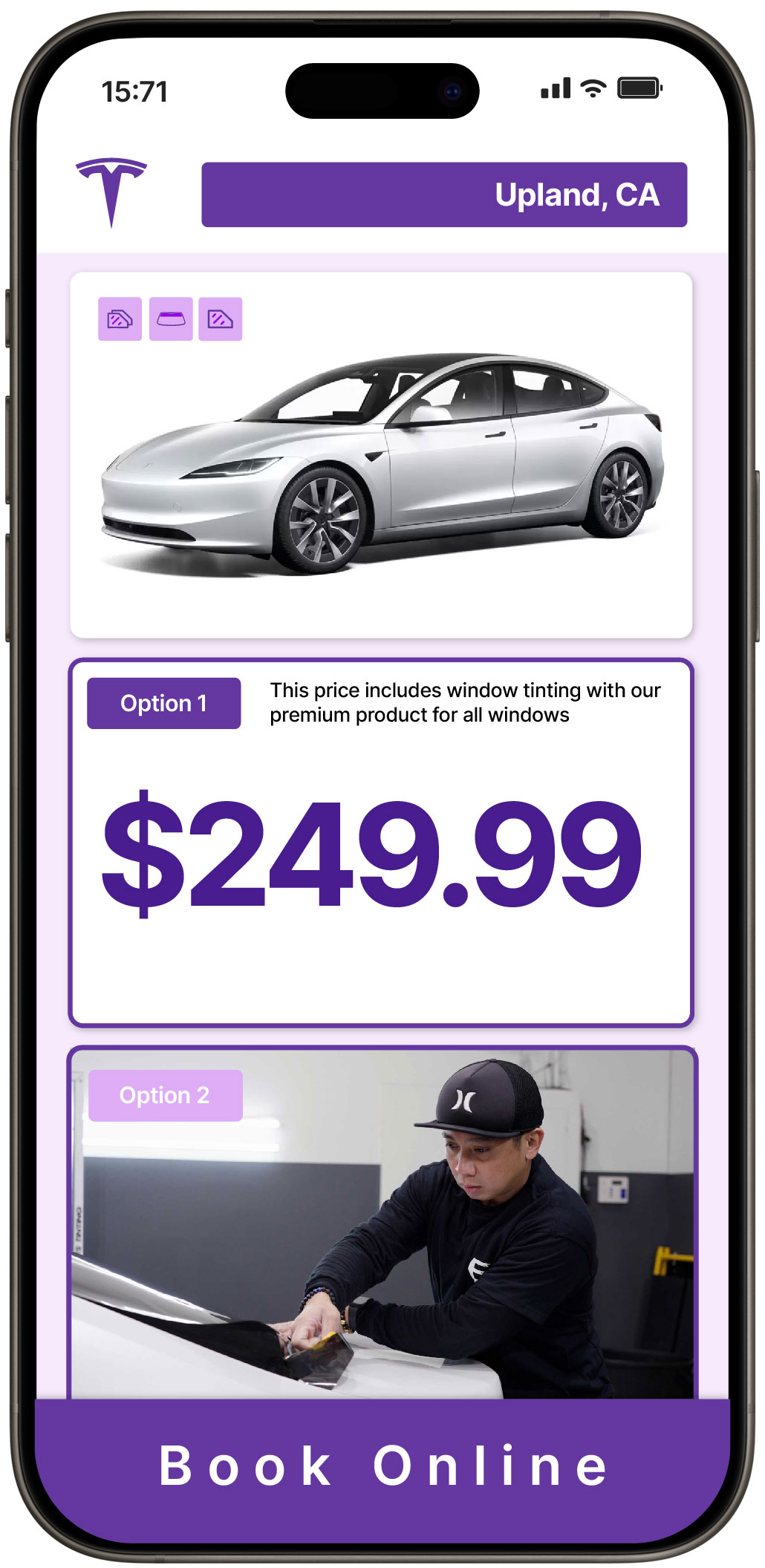 View Affordable Tesla Window Tinting Rates in Upland, California